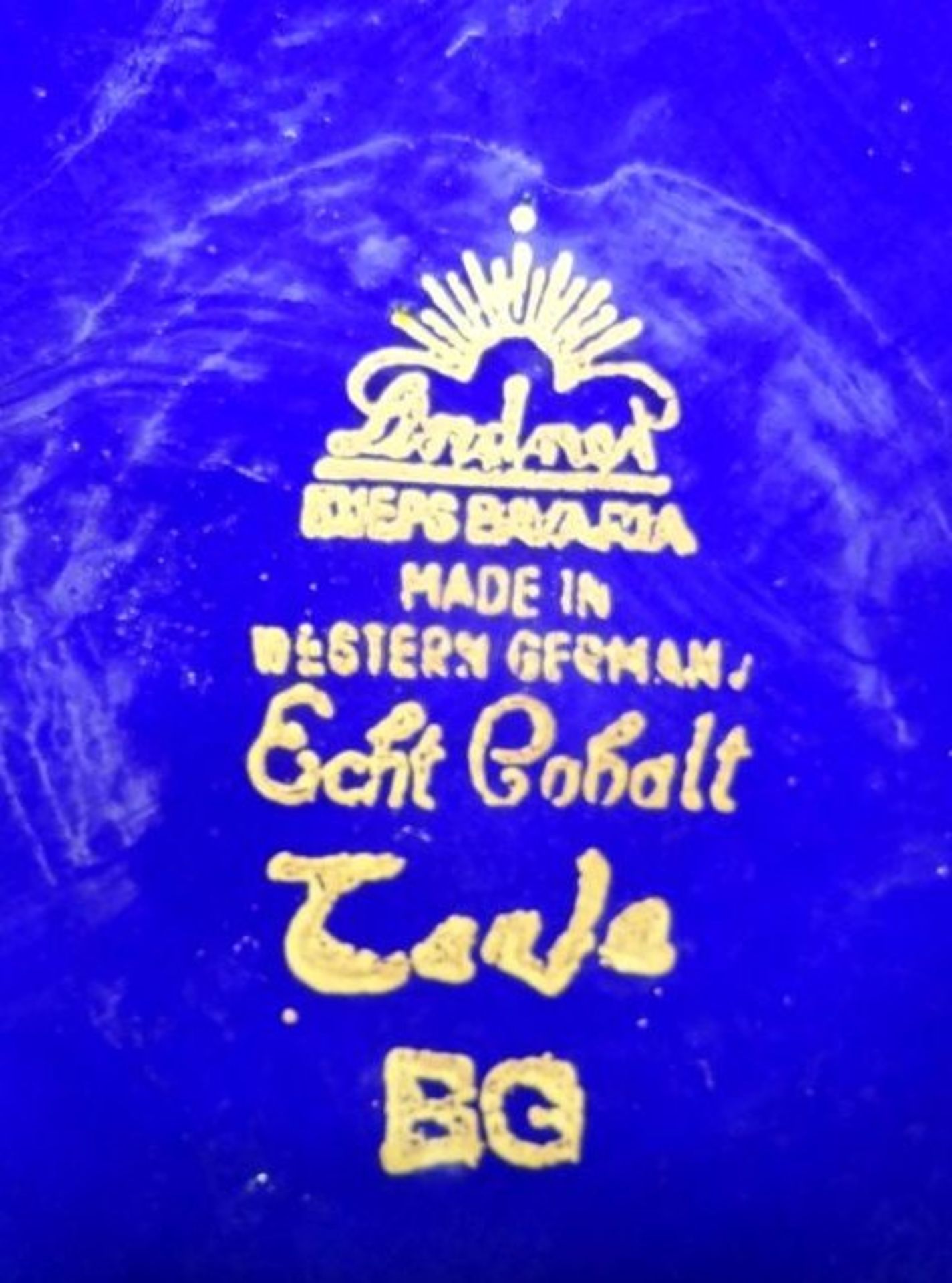 Deckelvase "Lindner" Kobalt mit Goldblumen, H-25 cm - Bild 4 aus 4