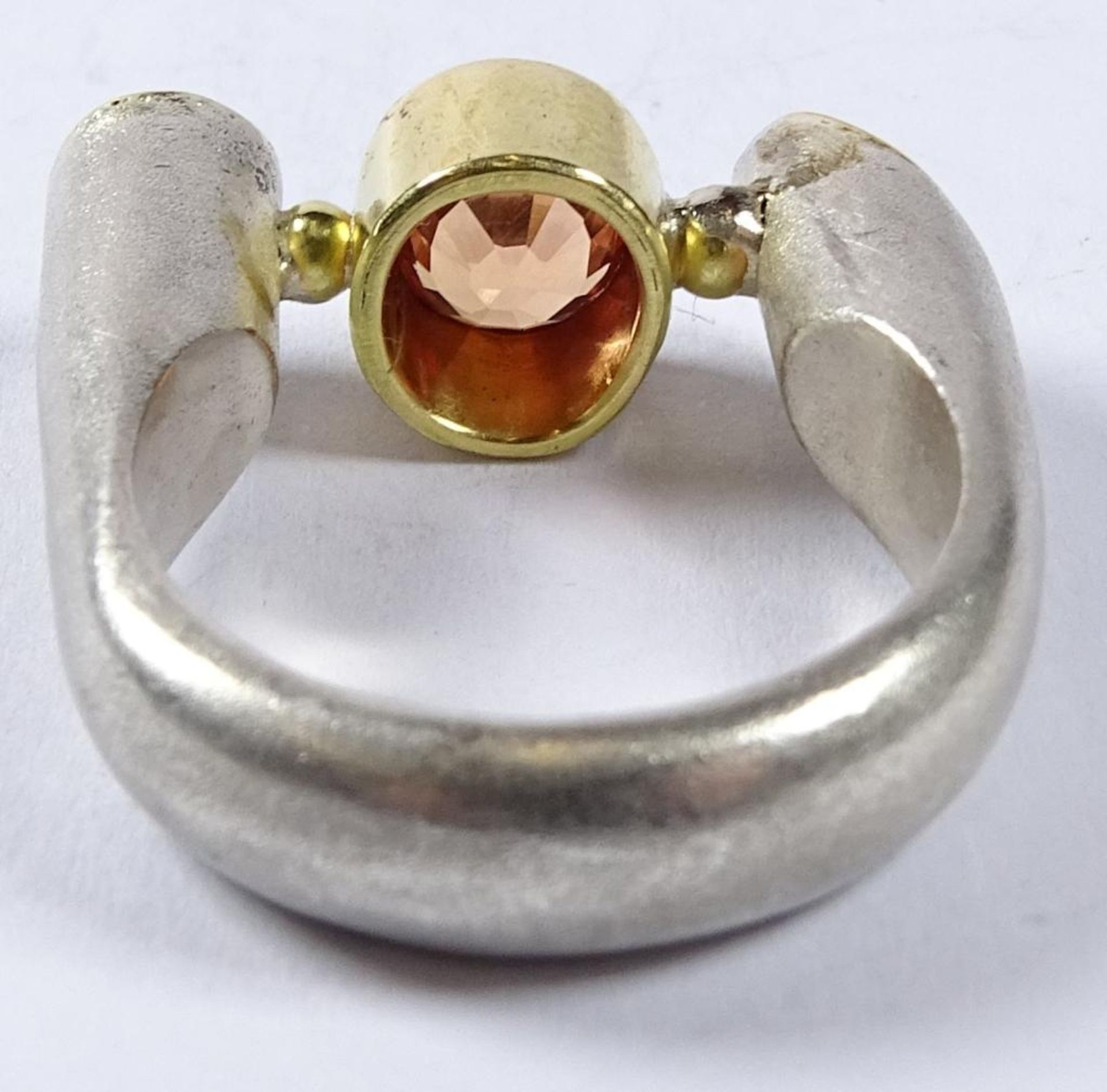 Ring,Silber -925- mit Gold 750. wohl Madeira Citirn und Rubin, 10,4gr.RG 53 - Bild 3 aus 3