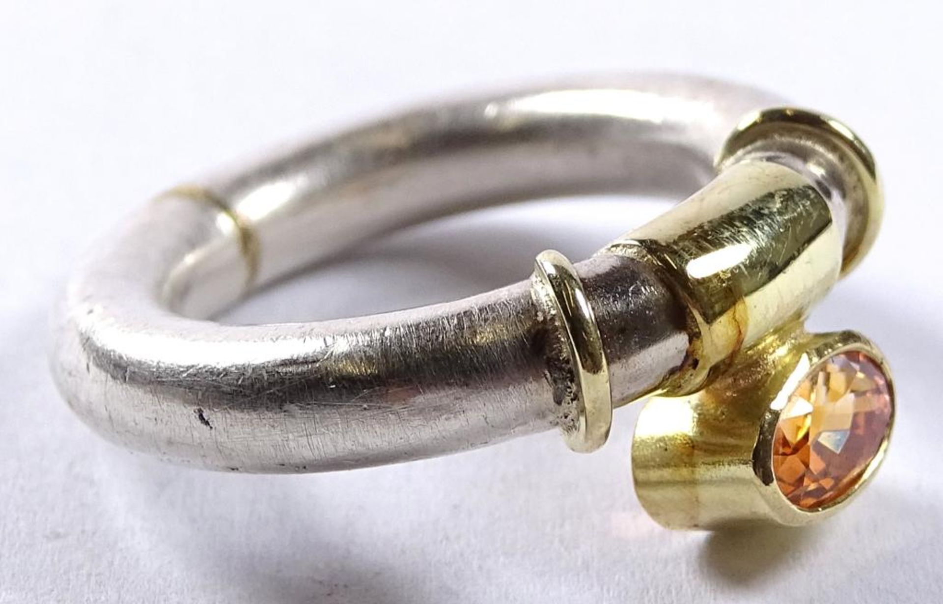 Ring,Silber+Gold,Madeira Citrin,14,3gr., RG 57, (wurde verkleinert) - Bild 2 aus 4