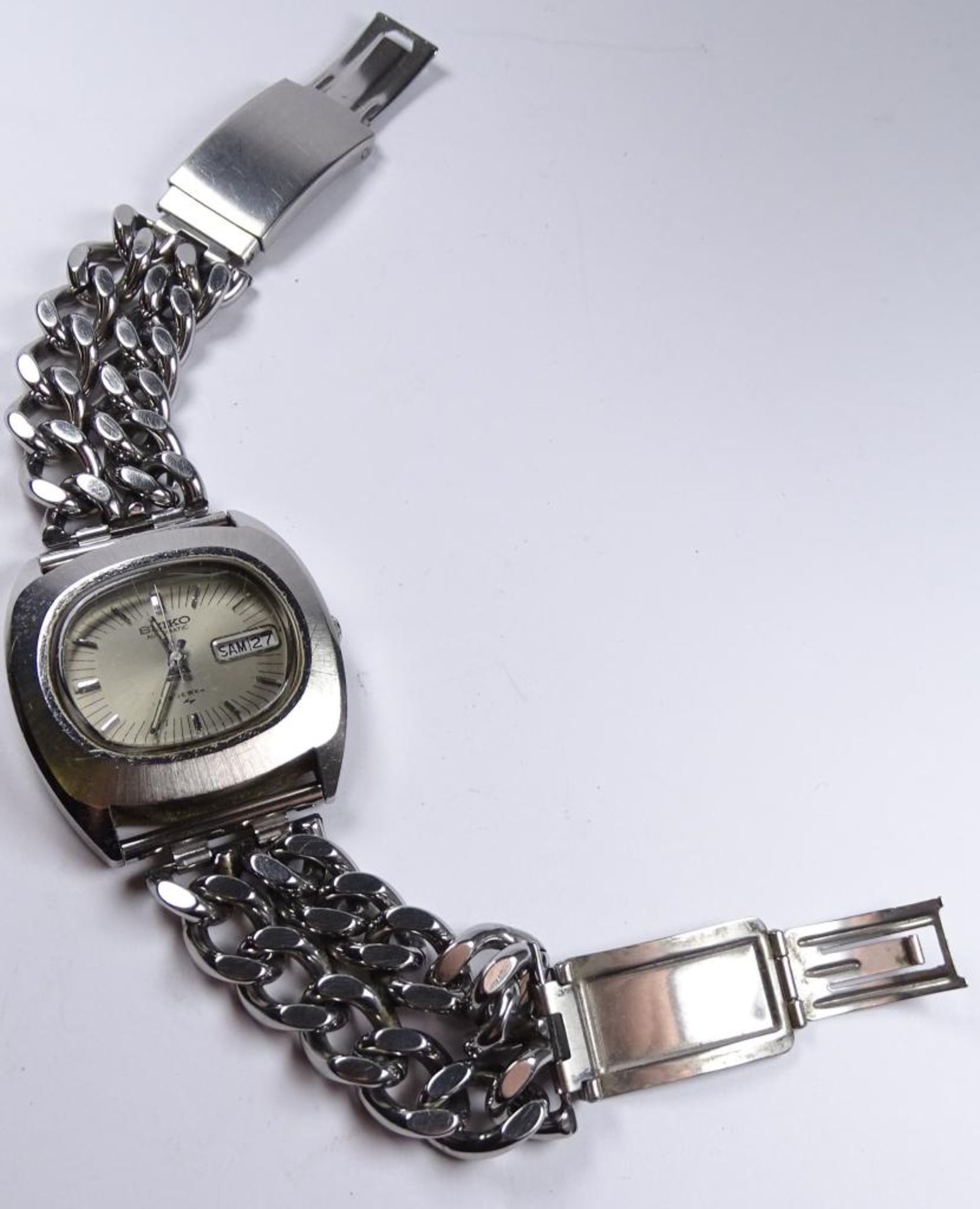 Armbanduhr "Seiko",automatic,Werk läuft,Edelstahl,19 Steine,Tragespure - Bild 2 aus 3
