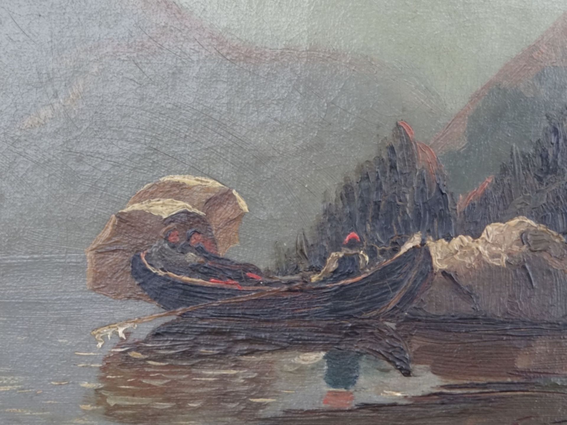 anonymer Altmeister "Bergsee" um 1880, Öl/Leinen, gerahmt, RG 32x45 c - Bild 3 aus 4