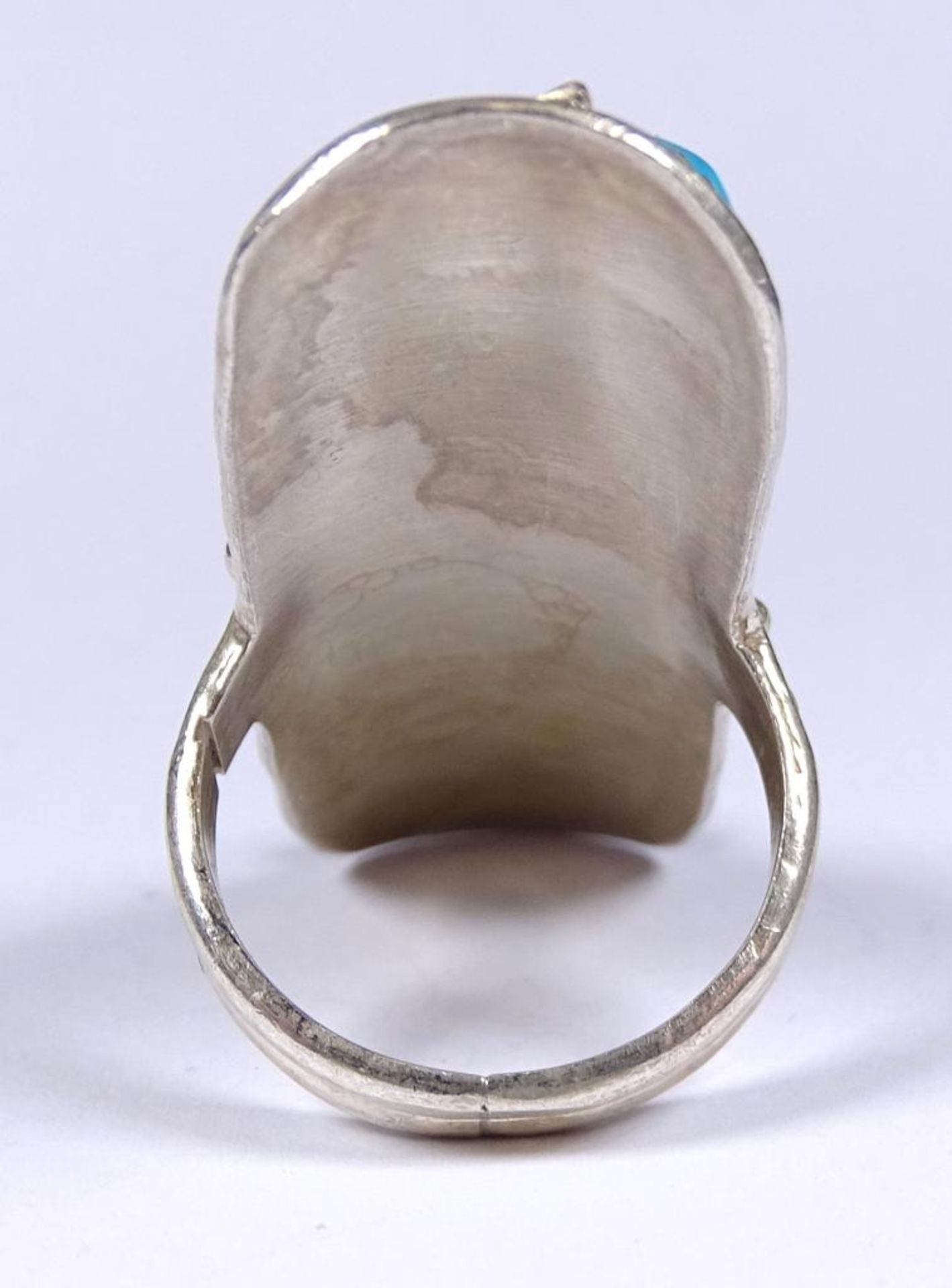 Ring,Silber-geprüft,Koralle und türkis,L-4,8cm, 12,8gr., RG - Bild 3 aus 3