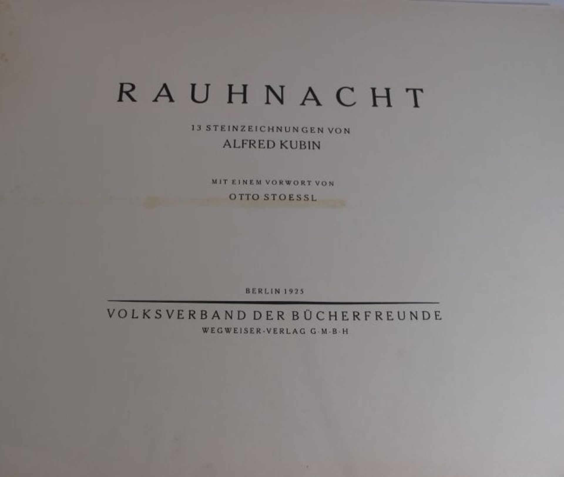 Kubin, Alfred "Rauhnacht", Mappe mit 13 Steinzeichnungen mit einem Vorwort von Otto Stoessl, - Bild 2 aus 4