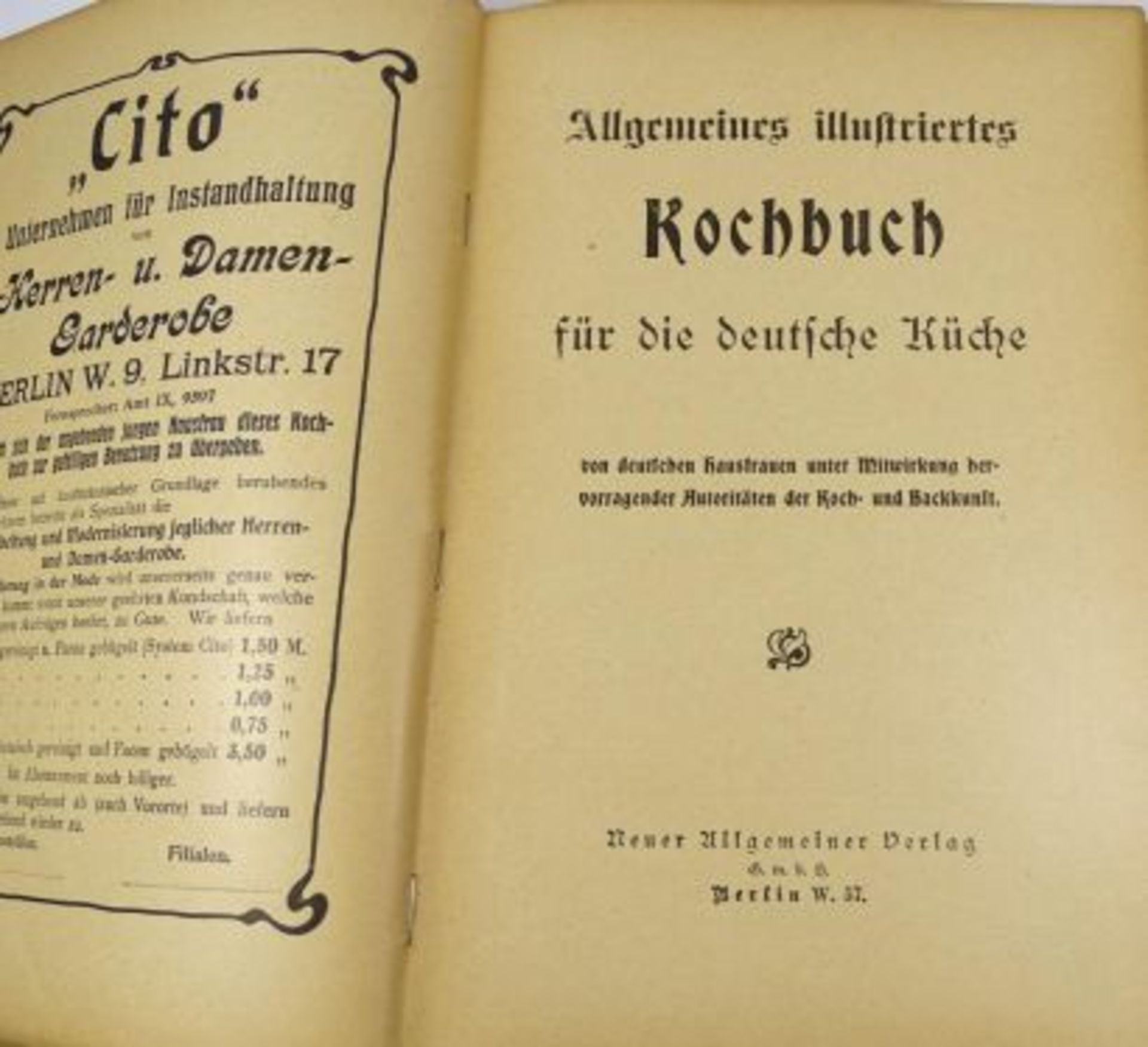 "Allgemeines illustriertes Kochbuch für die deutsche Küche". Ohne Verlagsangaben, 1904 8°. - Bild 2 aus 8