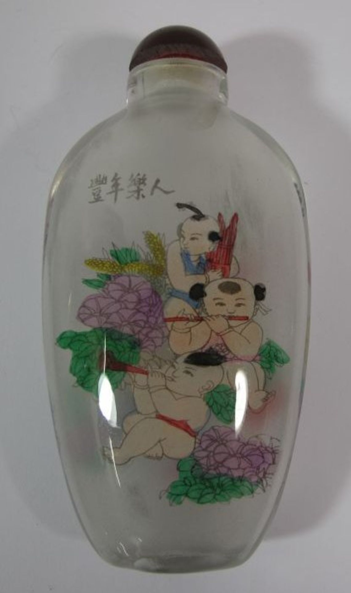 Snuff-Bottle, China, Zwischenglasmalerei, H-10cm. - Bild 2 aus 3