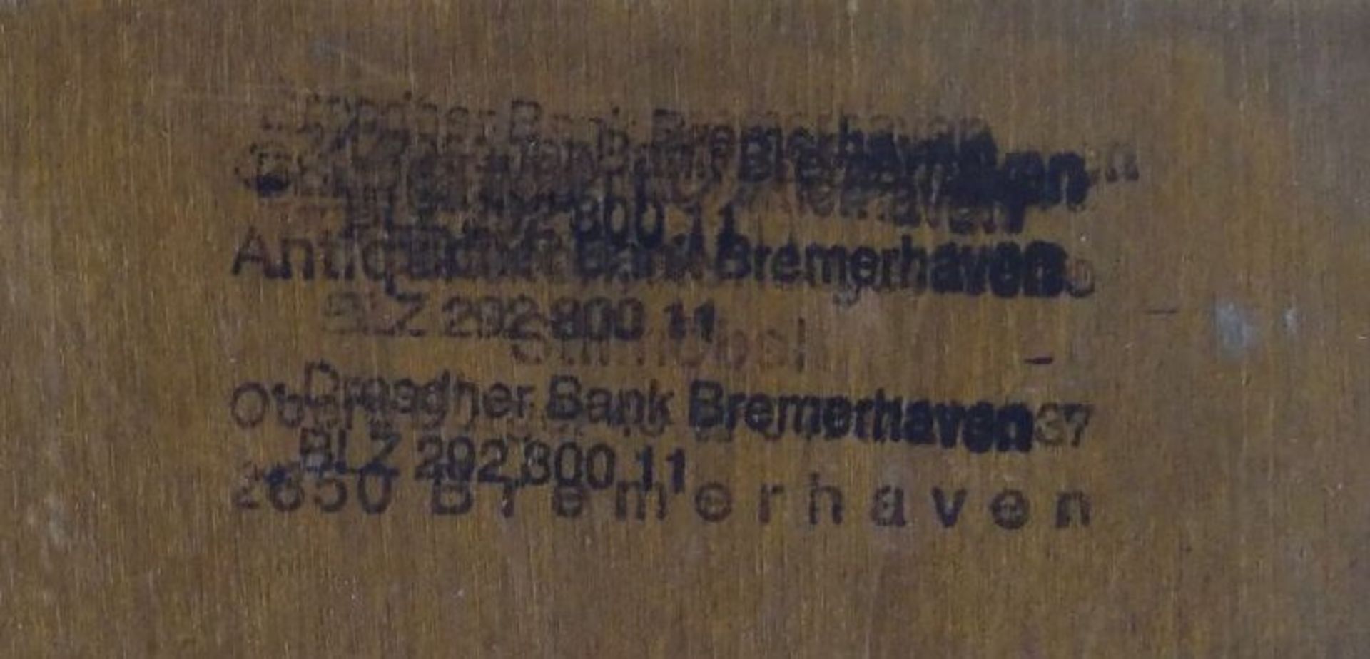 J. Meyer "Hühnerhof", Öl/Holz, gerahmt, RG 25x30 cm, verso Besitzerstempel "Deutsche Bank- - Bild 5 aus 5