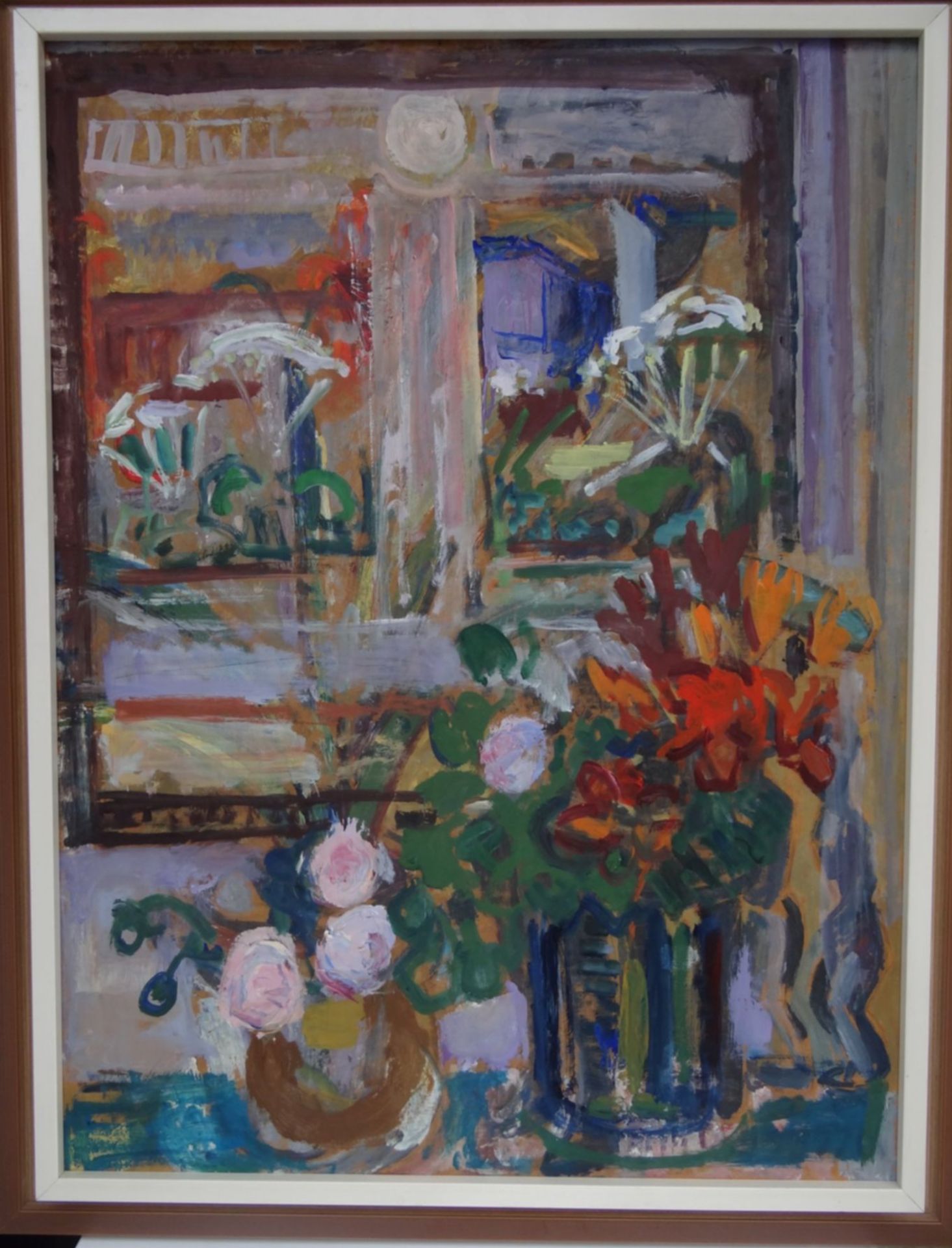 Fritz DEHN (1906-1979) "Blumen", Öl/Platte, veso beschriftet Fritz Dehn, gerahmt, RG 92x72 c - Bild 2 aus 4