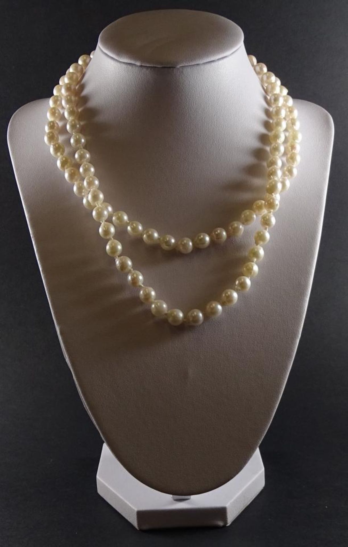 2-Reihige Zuchtperlen Halskette mit Silberschliesse -925-,L-41cm, Perlen d- 6,8-7,4mm,Neu und