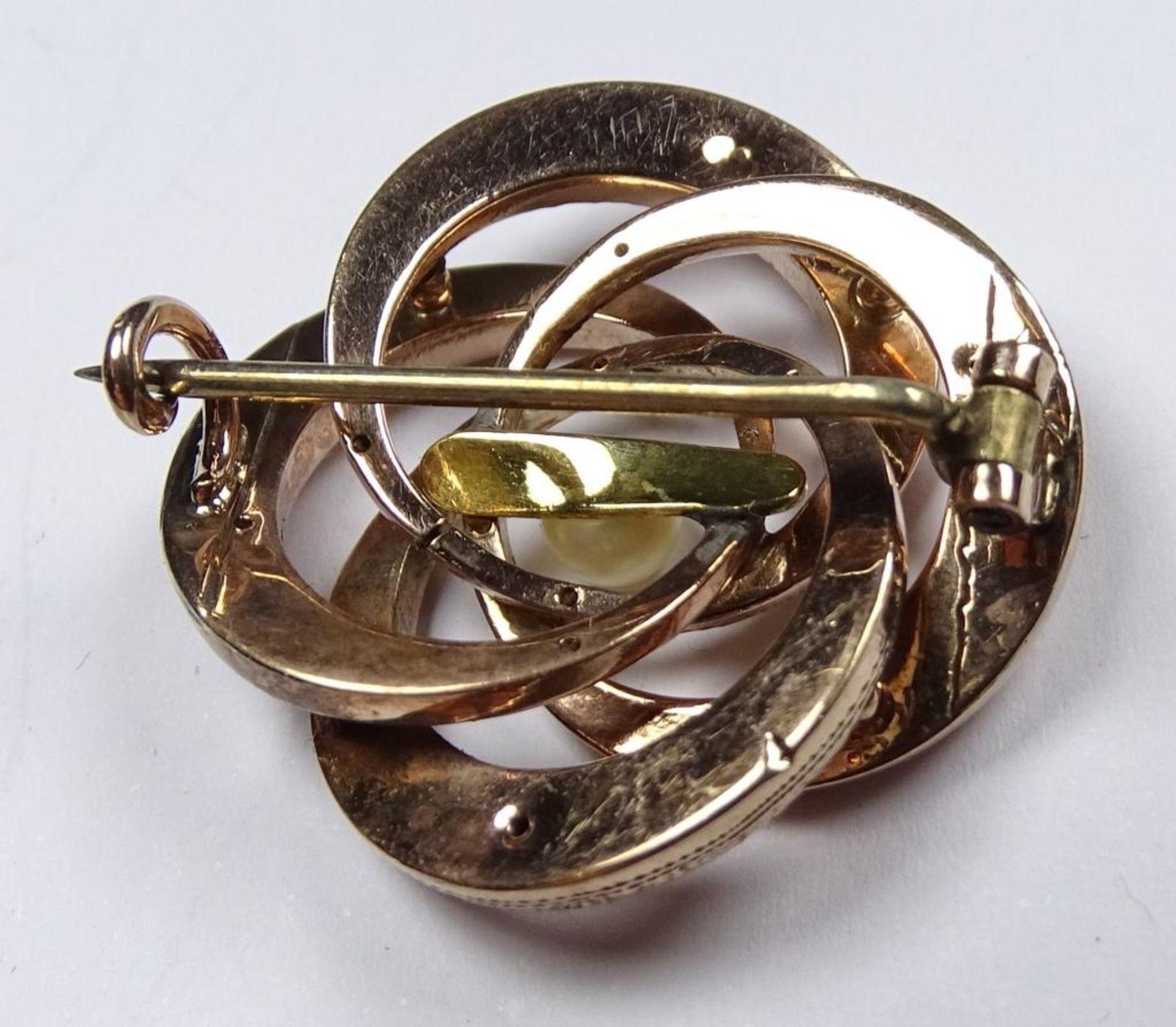 Schaumgoldbrosche mit Perle,d-2,4cm - Bild 2 aus 2