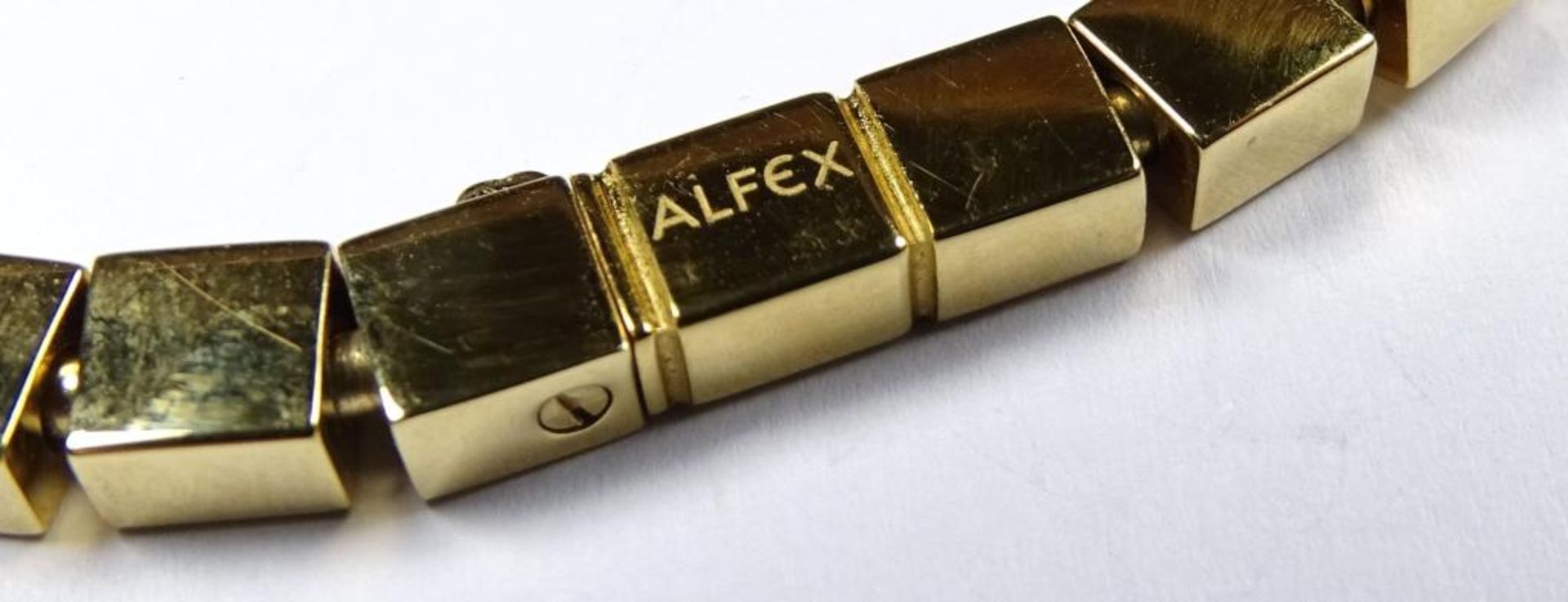 Alfex-Edelstahl-Armband,vergoldet, 22gr. aus 5mm Elementen auf Stahlseil mit Steckschließe,L-22c - Bild 2 aus 2