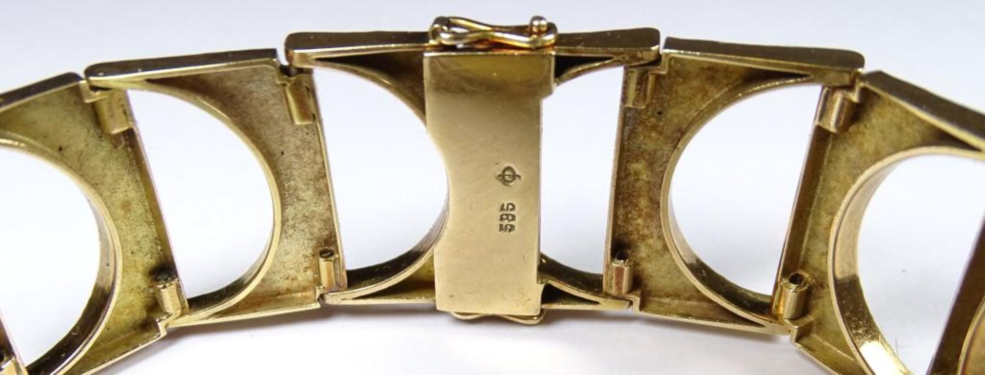 Damen Armbanduhr, Band und Gehäuse Gold -585-,Handaufzug,Werk läuft,L-19cm,b-2,2cm, ges.gew.41,7g - Bild 2 aus 6