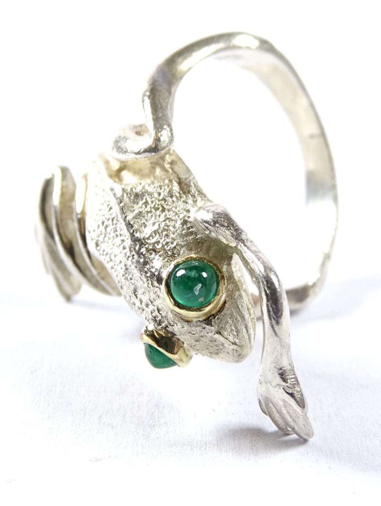 Ring,Froschform,Smaragde,Silber-925-,Gold,7,3gr., RG 52 - Bild 2 aus 5