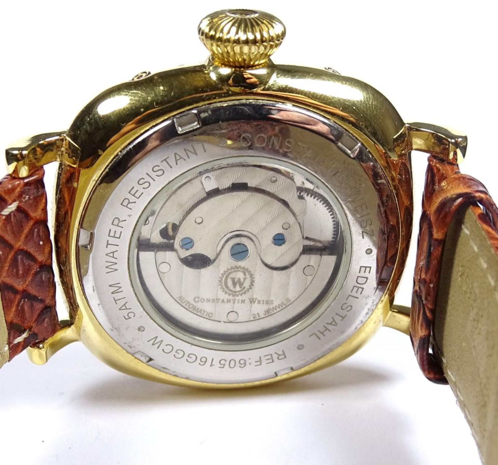 Armbanduhr "Constantin Weisz",automatik,Werk läuft,vergoldet,guter Zustan - Bild 5 aus 5