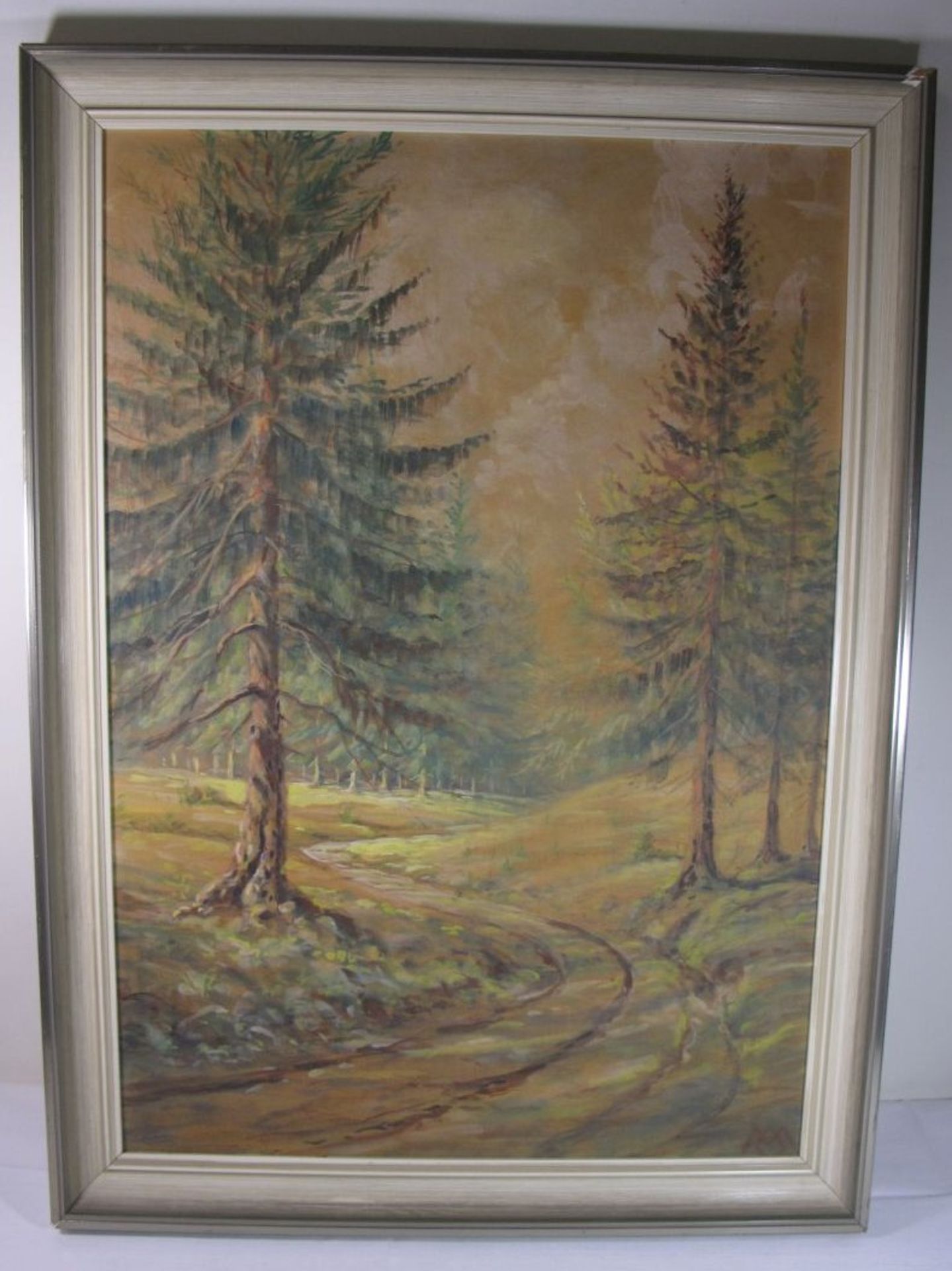 Mario Oelschläger (20. Jhd.) "Waldweg", Öl/Hartfaser, gerahmt, RG 75,5 x 55cm - Bild 2 aus 2