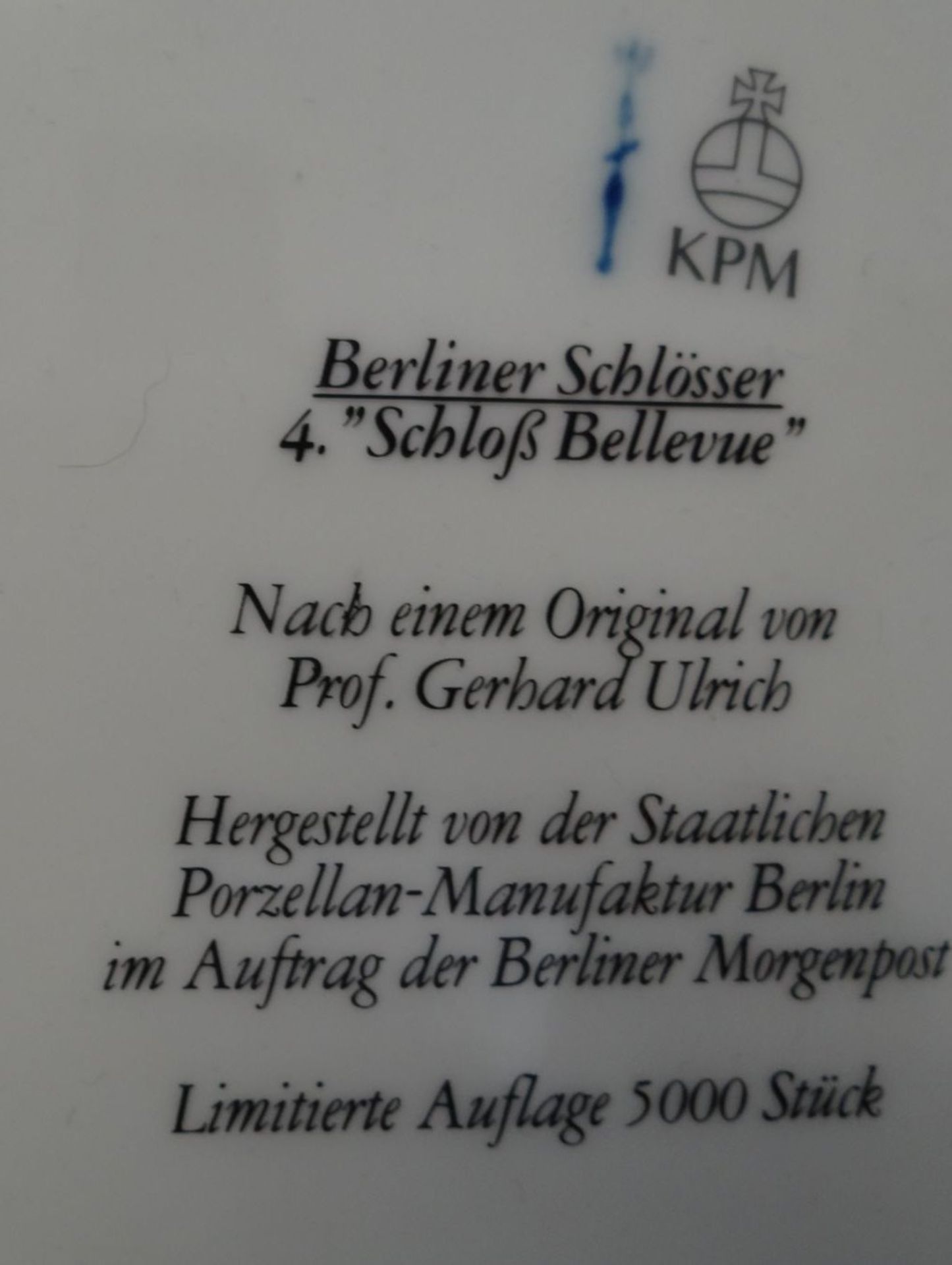 7x "KPM" Berlin Wandteller, Serie "Berliner Schlösser" limitiert, D-25,5 cm, Kurlan - Bild 9 aus 9