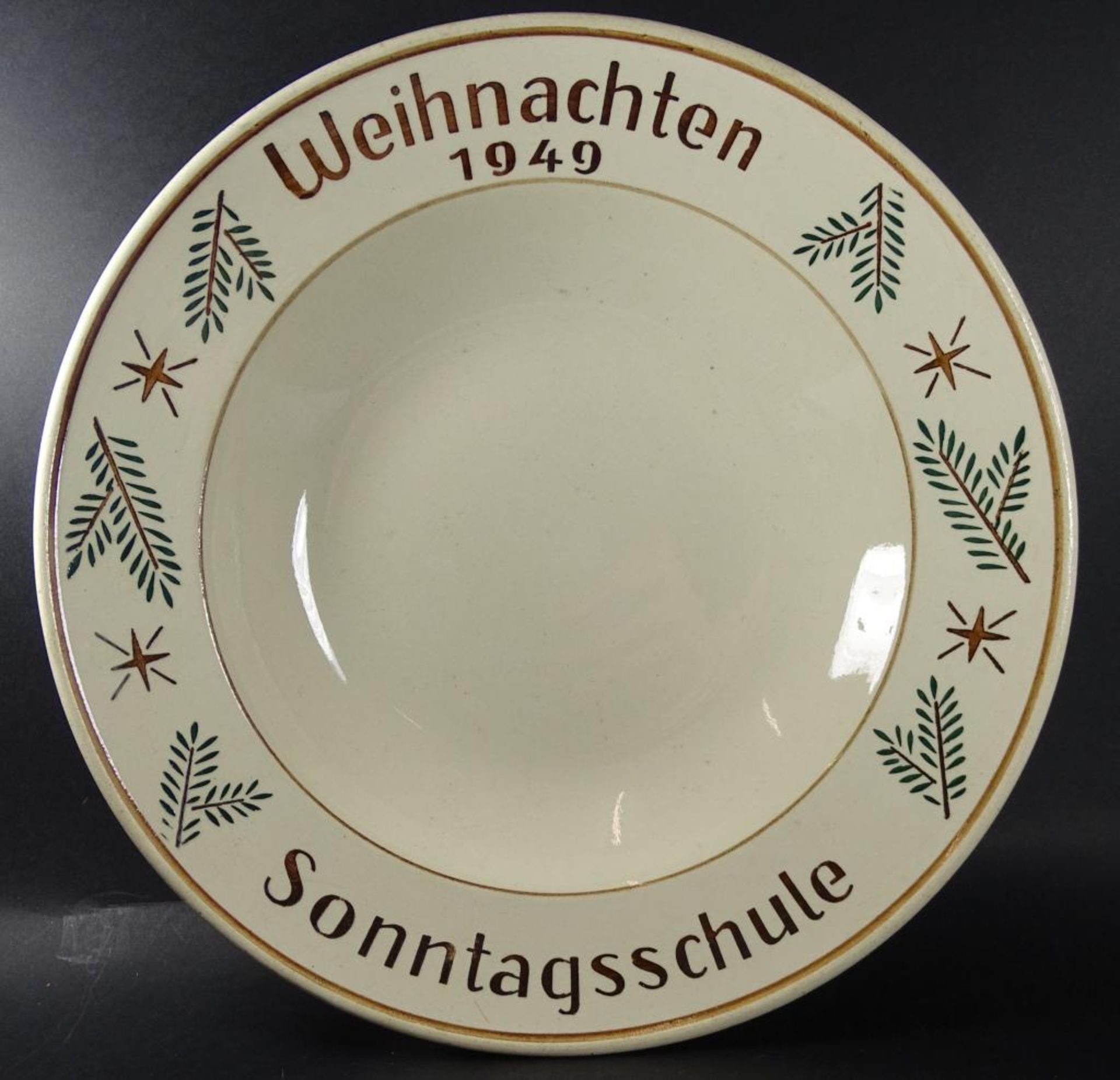 Teller, "Weihnachten 1949","Sonntagsschule",d-24 cm