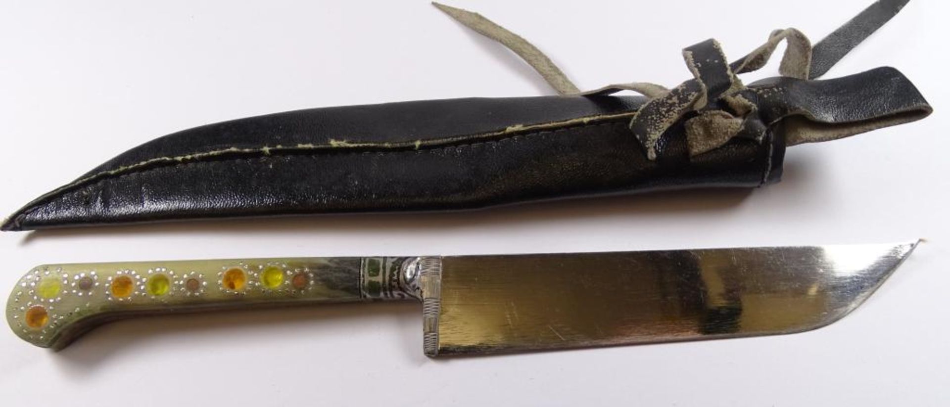 Messer in Scheide,Farbstein Besatz,L-21,5cm - Bild 4 aus 4
