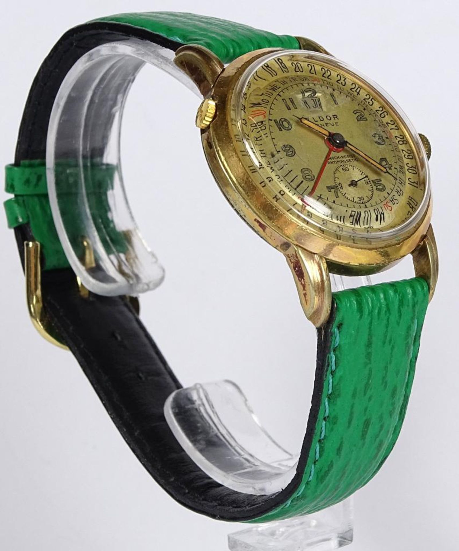 Armbanduhr "Eldor",geneve,vergoldet,Handaufzug,Werk läuft,Alters-u. Gebrauchsspure - Bild 4 aus 5