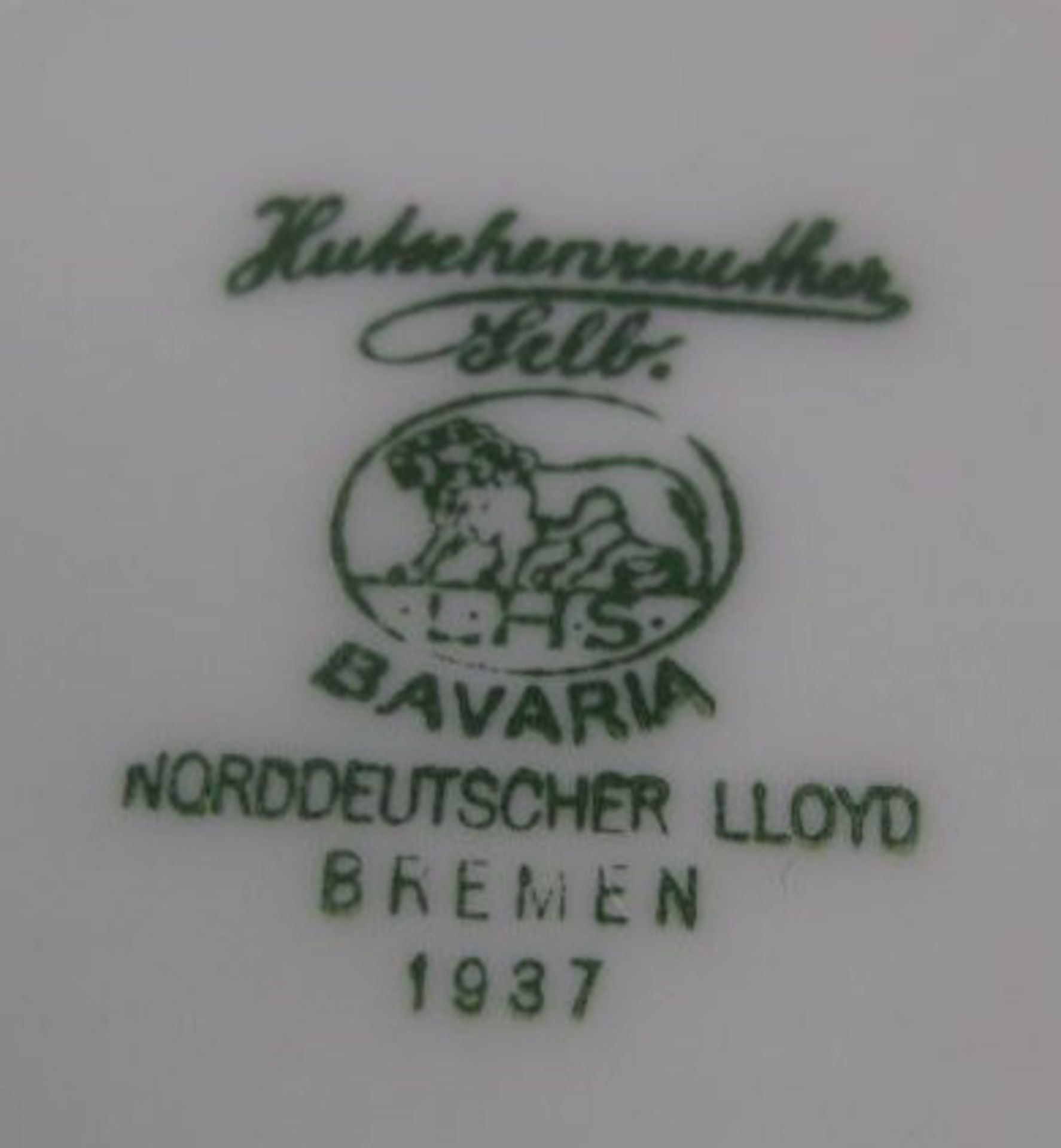 4x Norddeutscher Lloyd -Geschirrteile, ab 1937, grüner Rand, teilw. leichte Gebrauchsspuren. - Bild 2 aus 2