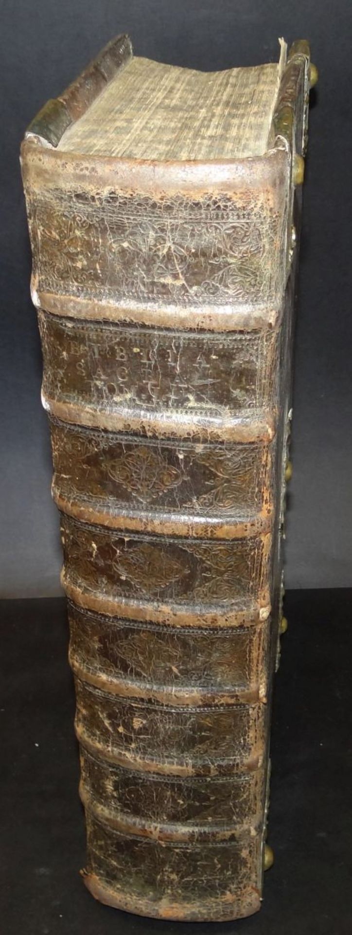 Martin Luther "Biblia-oder die ganze hl. Schrift" Tübingen 1729, Gebrauchsspuren, Einband der Zeit - Bild 2 aus 10