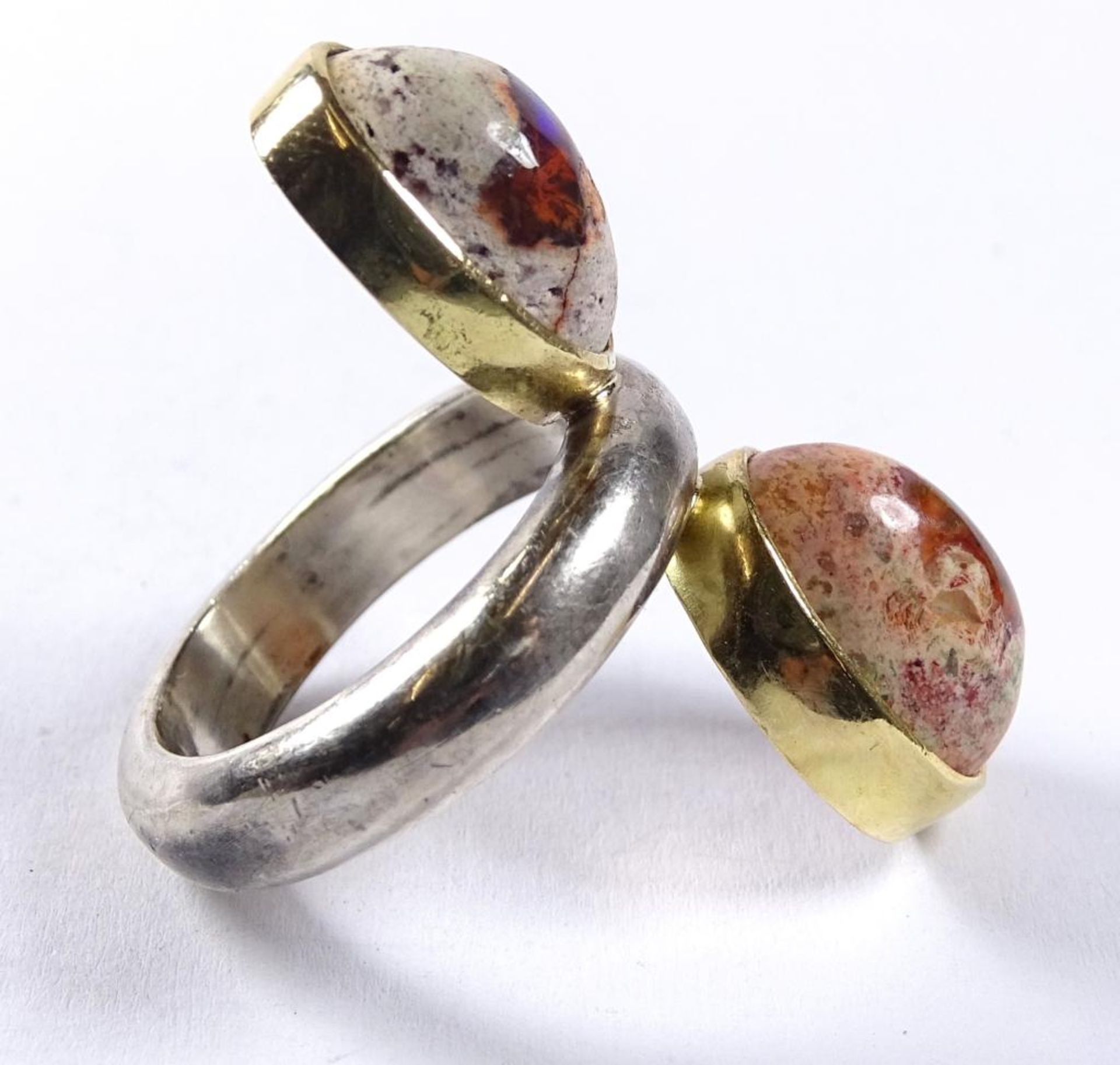 Ring,Silber -925- mit Gold 18K,Opale,L-3,6cm, 14,2gr., RG 58 - Bild 3 aus 5