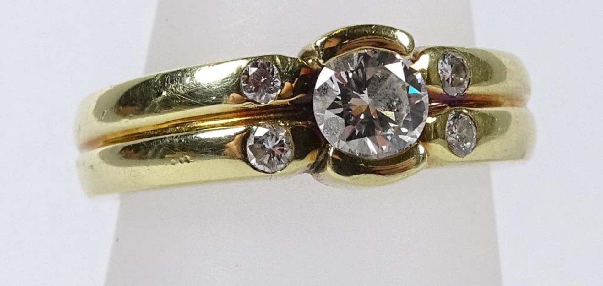 Goldring 585/000 mit Brillanten, zus. 0,53ct., Centerstein 0,45ct.,6,25gr., RG 55 - Bild 3 aus 7