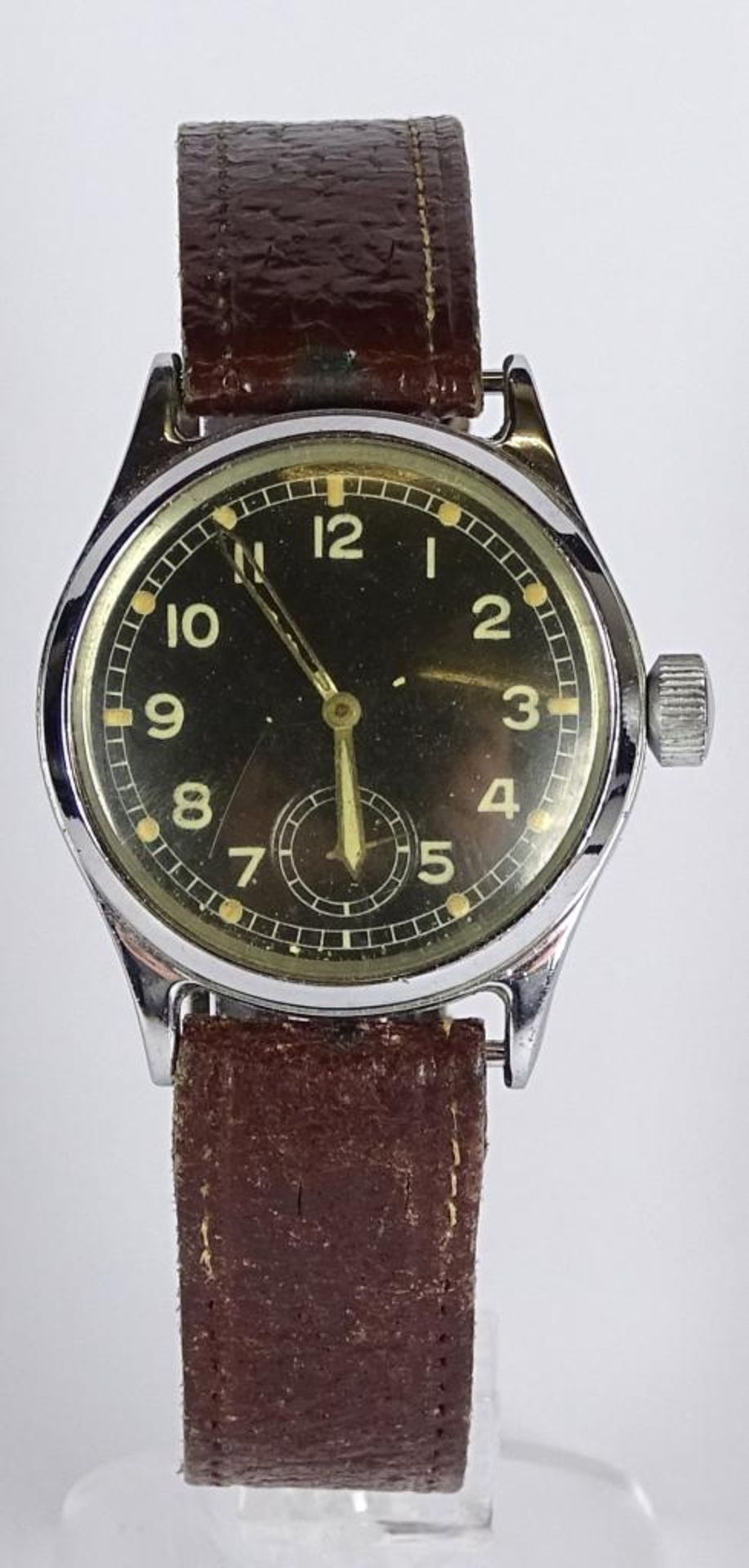 Armbanduhr,schwarzes Zifferblatt,Edelstahl,Werk steht,(nicht aufziehbar),Handaufzug,Alters-u. - Bild 3 aus 8