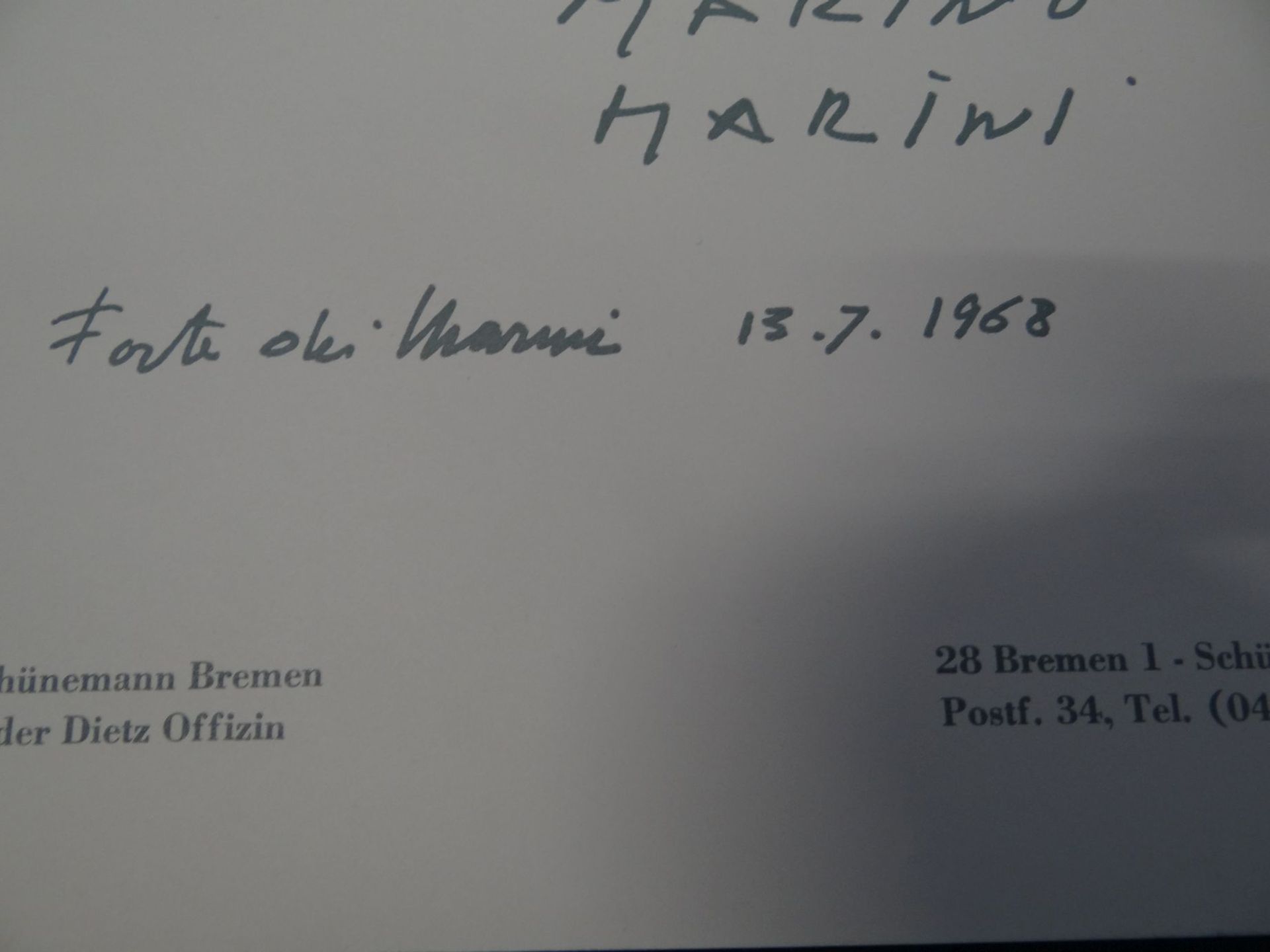 kl. Mappe "Werkausausgabe" Marino MARINI (1901-1980), mit einer origin. signierten Lithografie, BG - Bild 7 aus 7