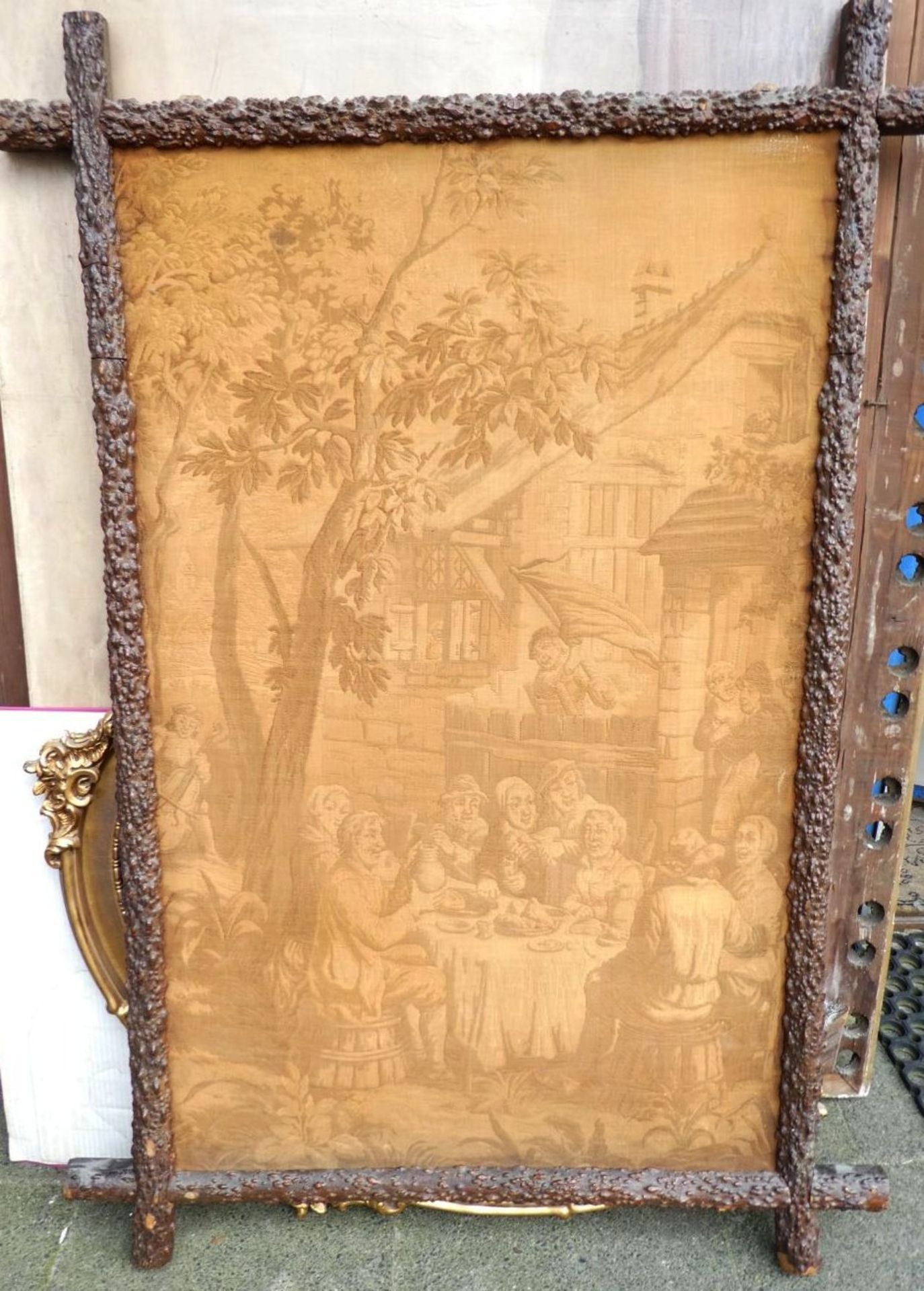 alter Gobelin in Holzrahmen, 19.Jhd., Farben verblichen, RG 122x83 cm - Bild 2 aus 4