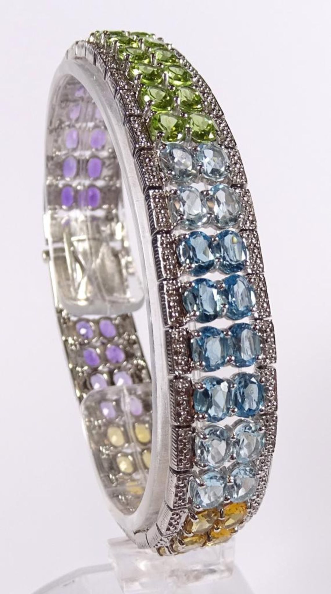 Armband,IV-"Harry Ivens",Silber 925/000,Amethyste,Citrine,Blautopase und Peridots,L-19,3cm, 26,