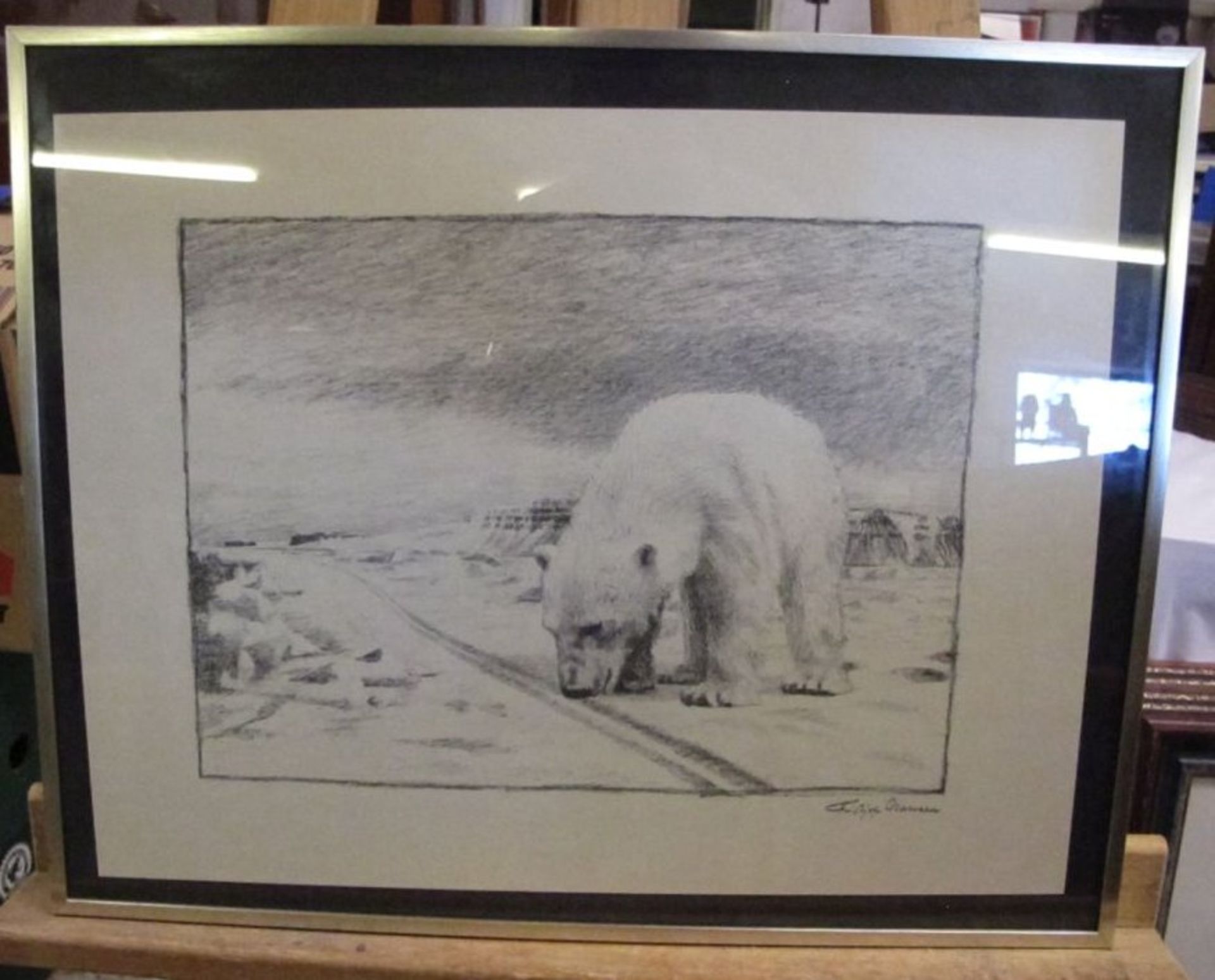 Fridtjof NANSEN (1861-1930) "Eisbär", Litho, gerahmt/Glas, RG 40 x 50cm. - Bild 2 aus 2