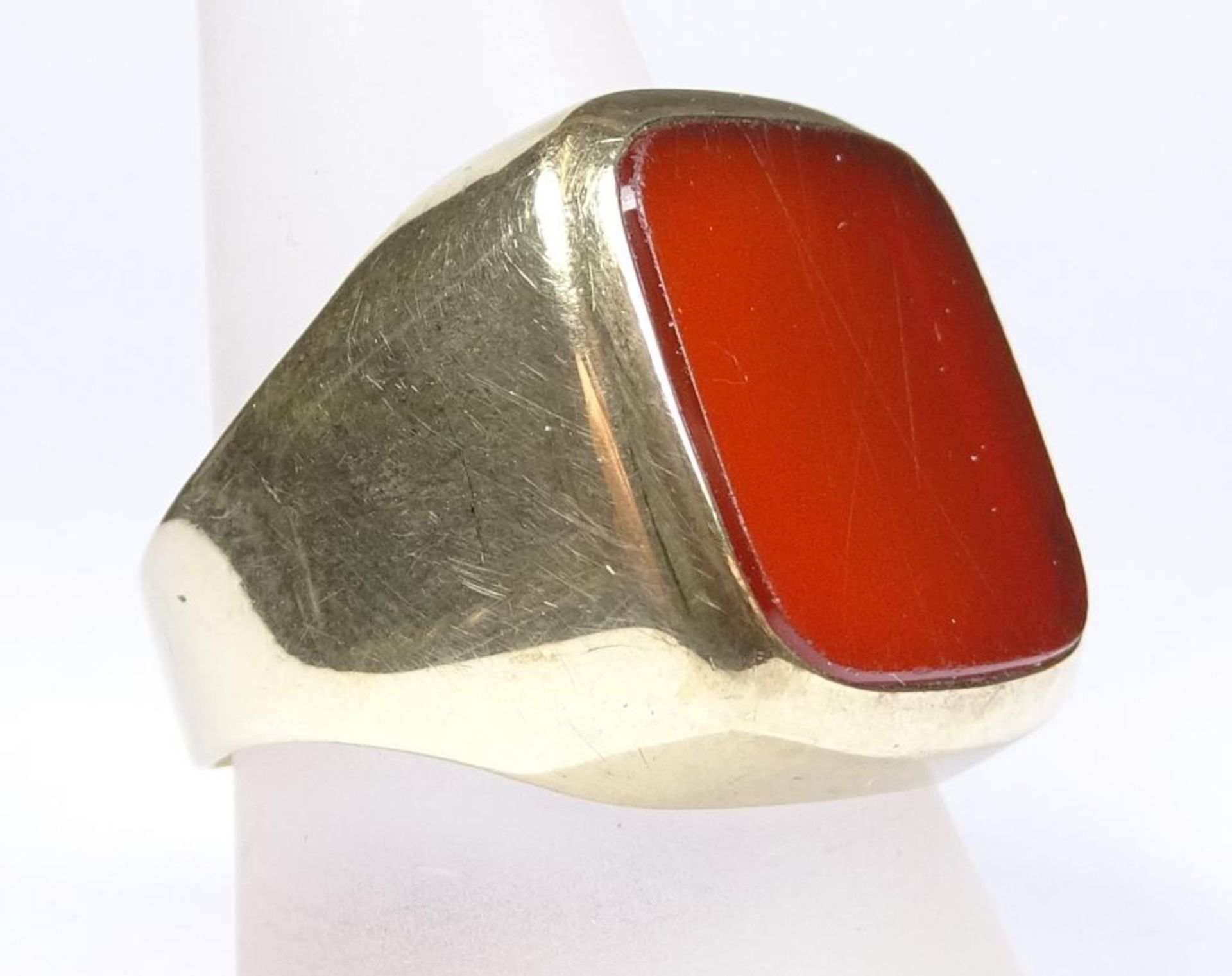 Goldring -333-, wohl Carneol, 7,2gr., Ring beschädigt - Bild 2 aus 3