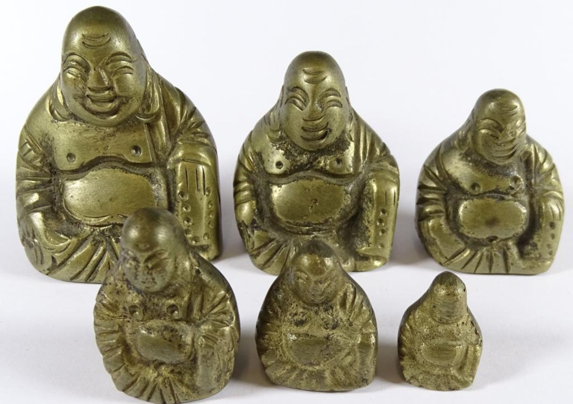 6 Buddha Gewichte,Messing,H- 1,6-5,3cm,gemarkt