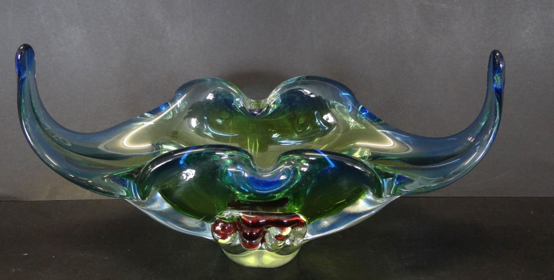 Murano Nautilus-Schale, blau/grün/rot, H-13 cm, 25x11 c - Bild 2 aus 5