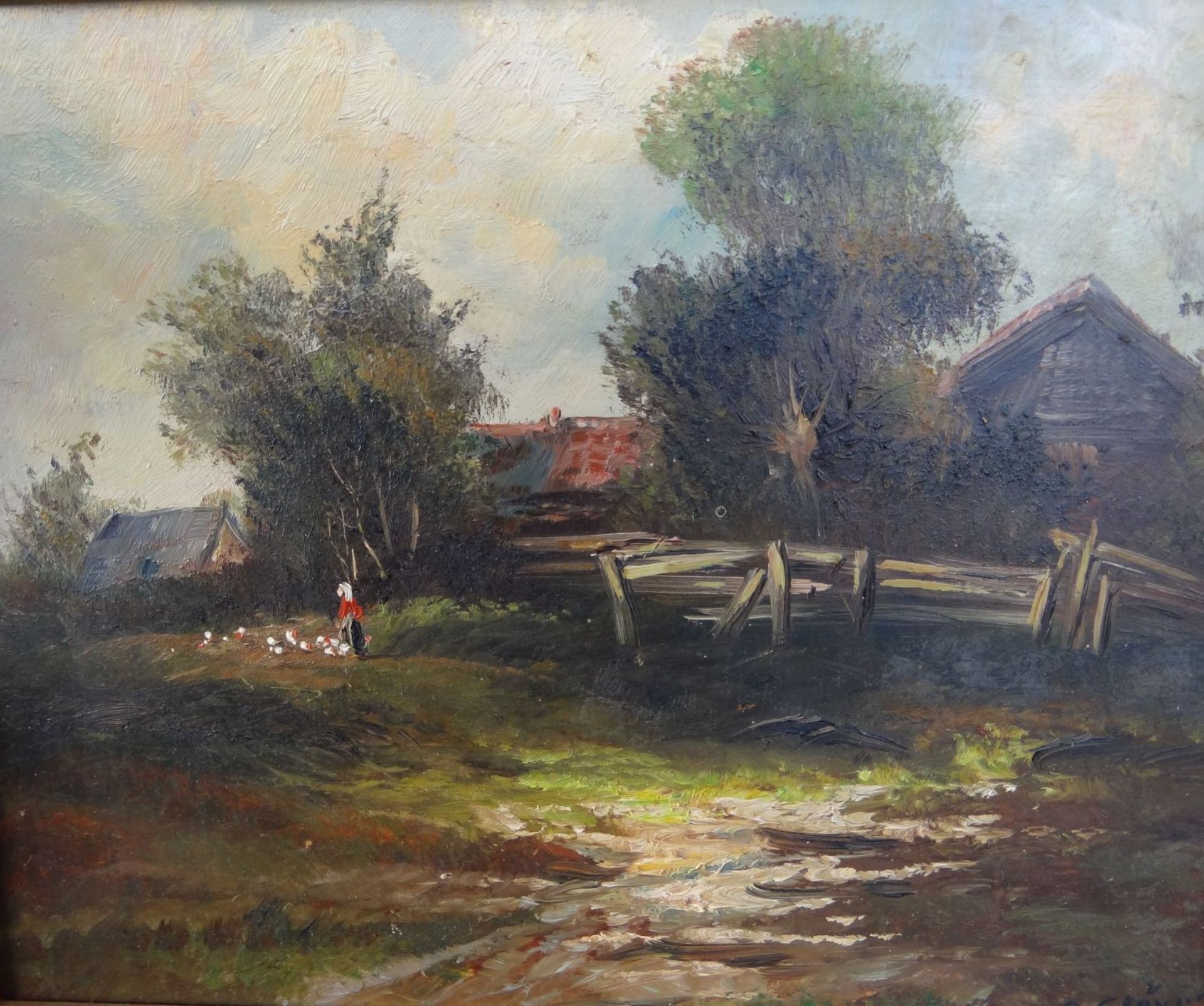 Paula STÖVER (1916) "Bauernhof" Öl/Platte, gerahmt, RG 41x46 - Bild 2 aus 3