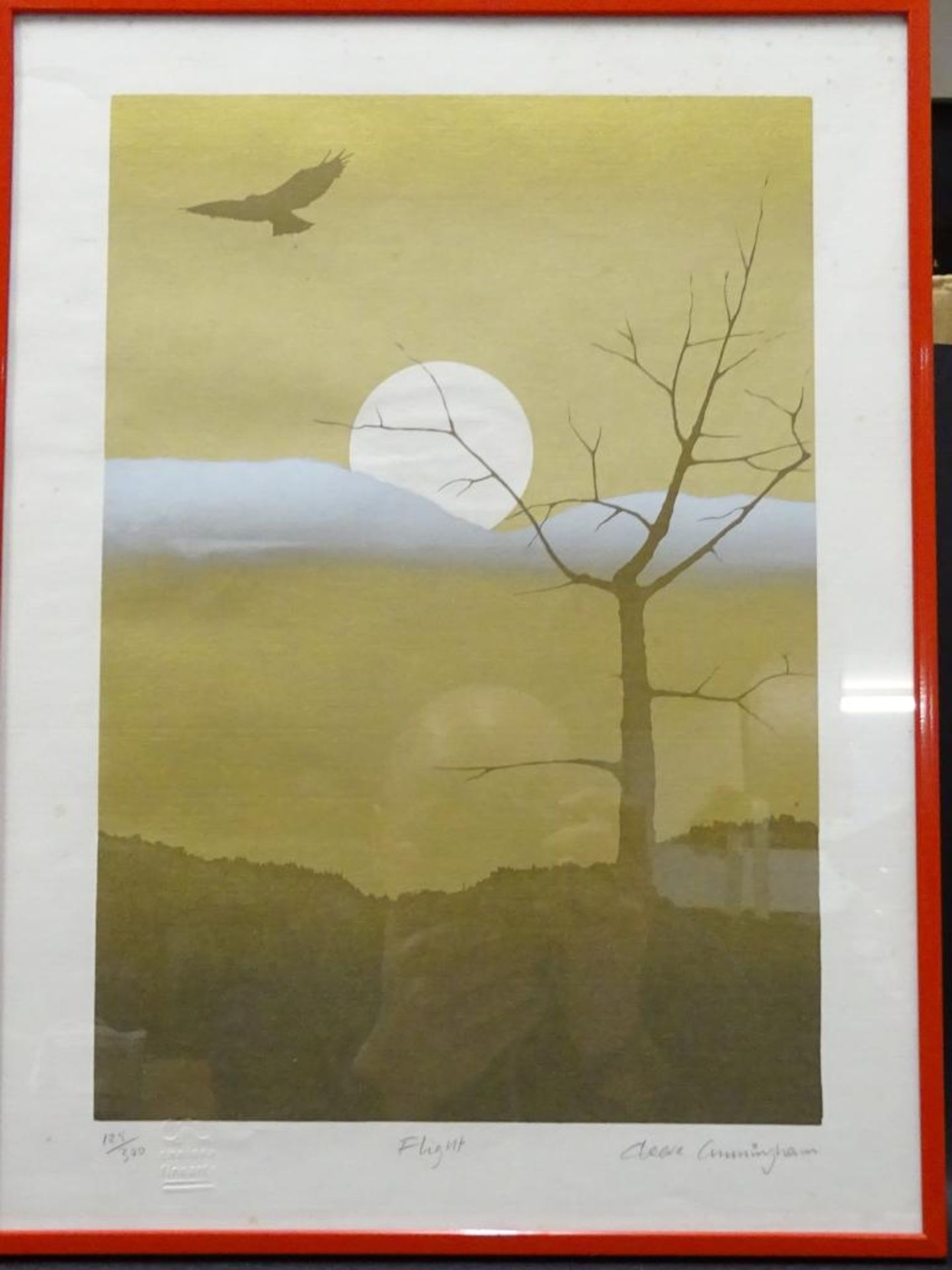 Lithografie,Bildprägung, 125/300, "Flight", signiert,Cunningham,RG 40x30c - Bild 2 aus 7