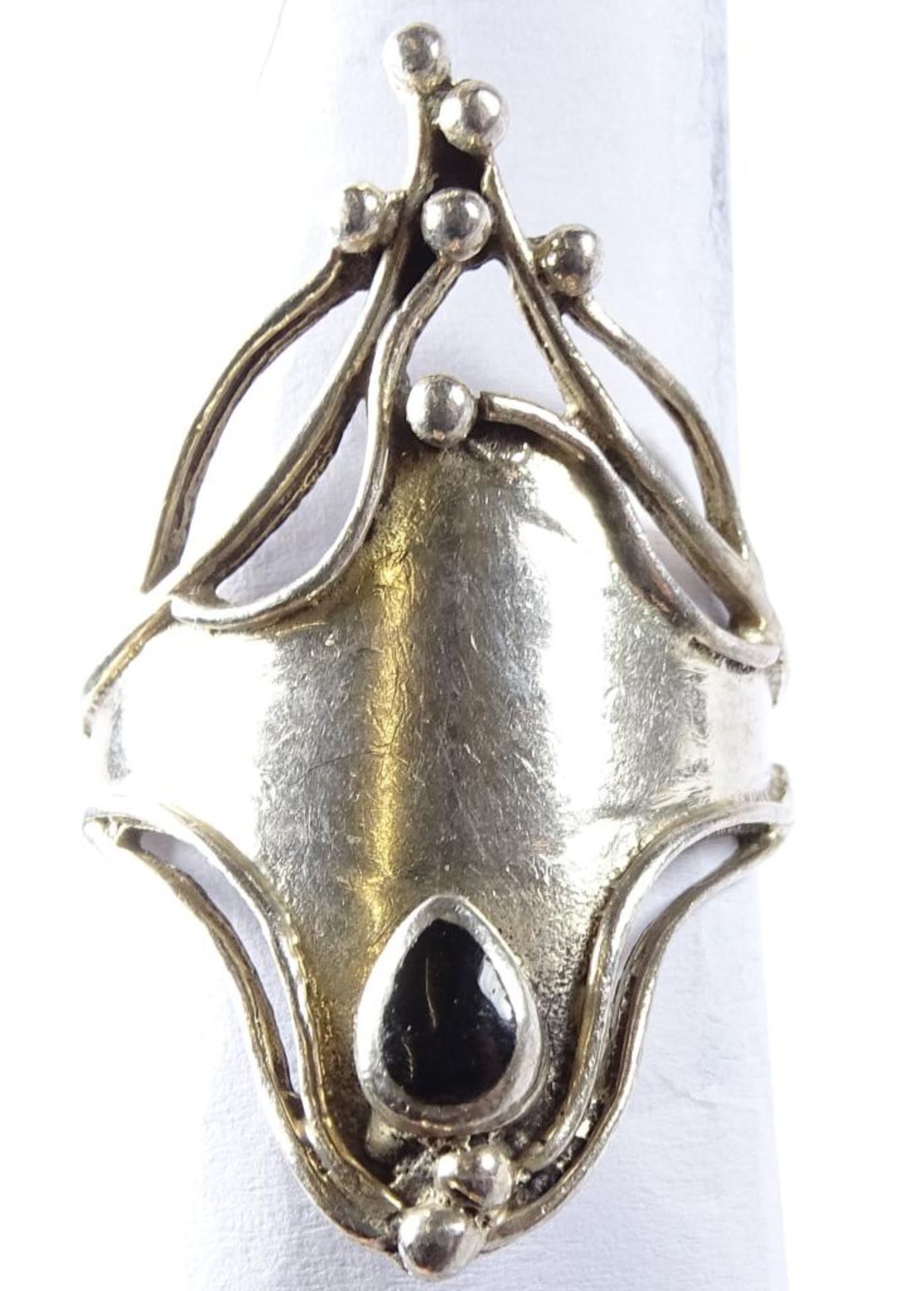 Ring,Silber -925- mit schwarzen Stein,5,4gr., RG 56