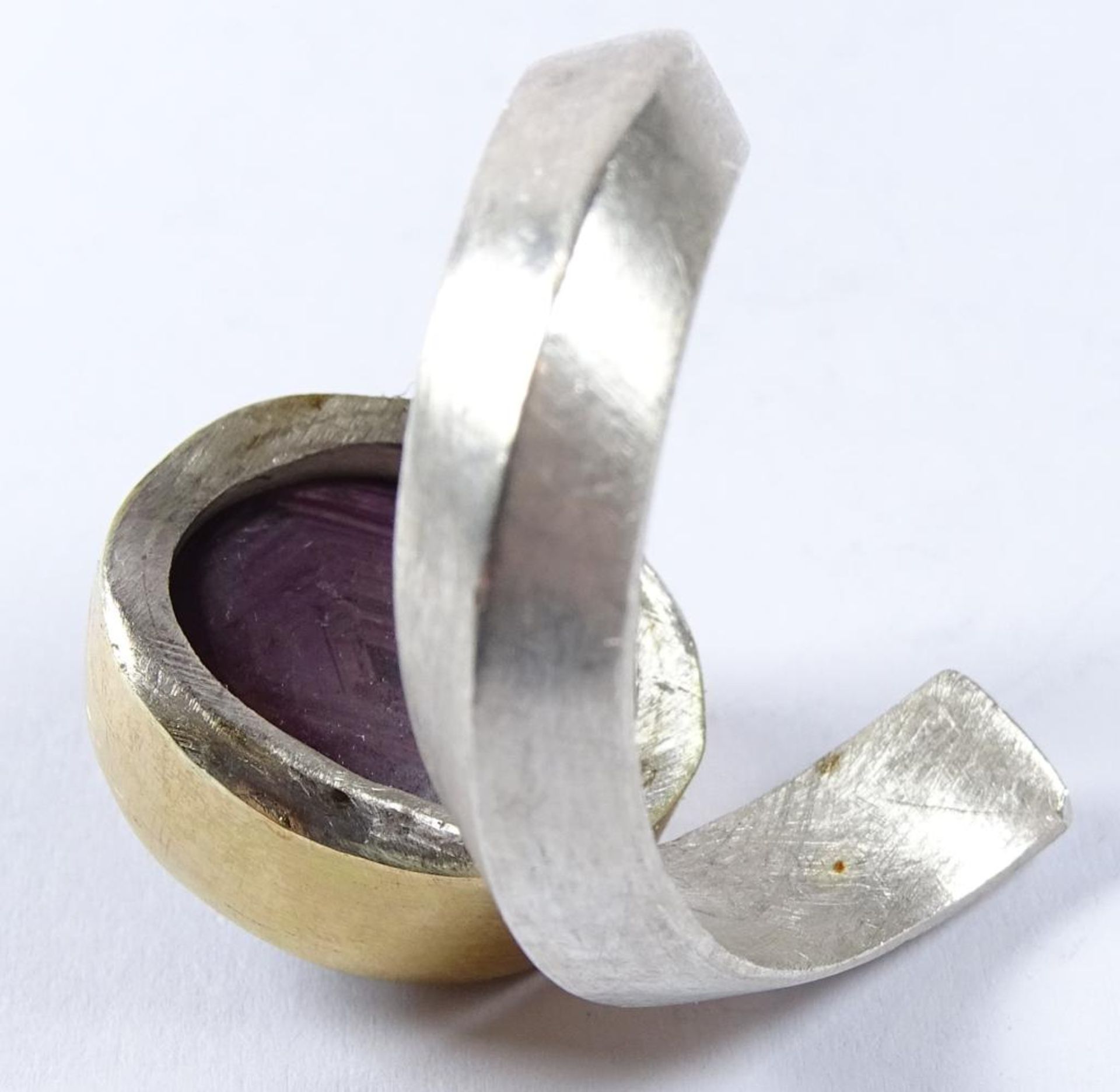 Schwerer Ring,Silber -925- 18K-geprüft,Rubin, 19,6gr., RG 5 - Bild 6 aus 6