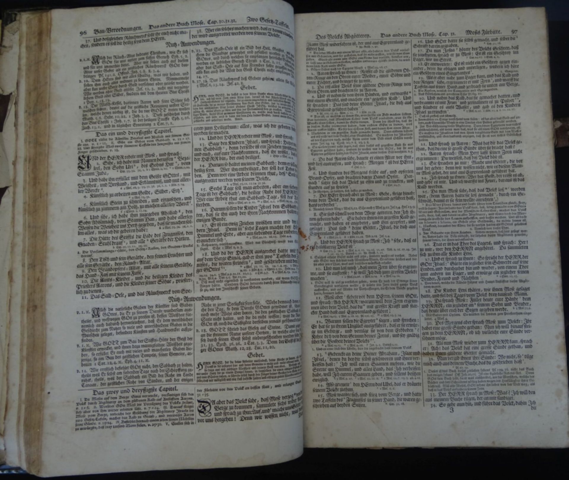 Martin Luther "Biblia-oder die ganze hl. Schrift" Tübingen 1729, Gebrauchsspuren, Einband der Zeit - Bild 7 aus 10
