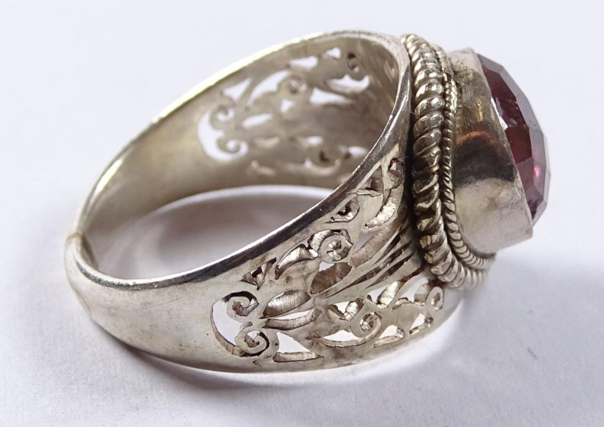 Ring,Silber -925- mit rot fac.Stein, 5,9gr., RG 55 - Bild 3 aus 4