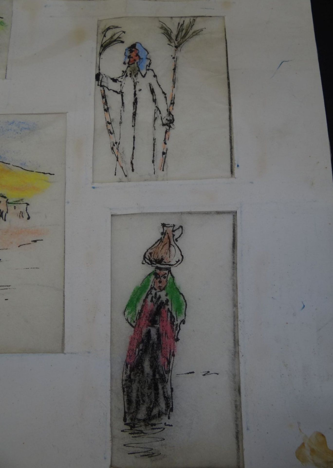 Otto LARSEN (1889-1970), 8x colorierte Skizzen auf Fettpapier aus Algerien, 1934, in einem PP, diese - Bild 5 aus 10
