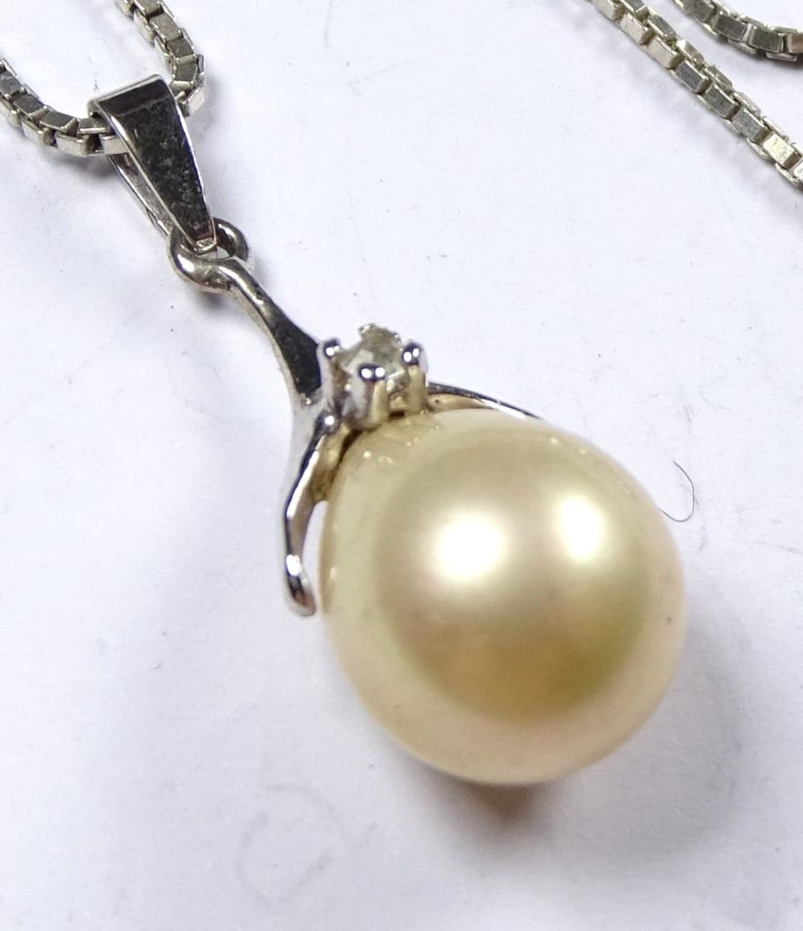 Halskette und Perl Anhänger,Silber, Kette L- 58c - Bild 2 aus 2