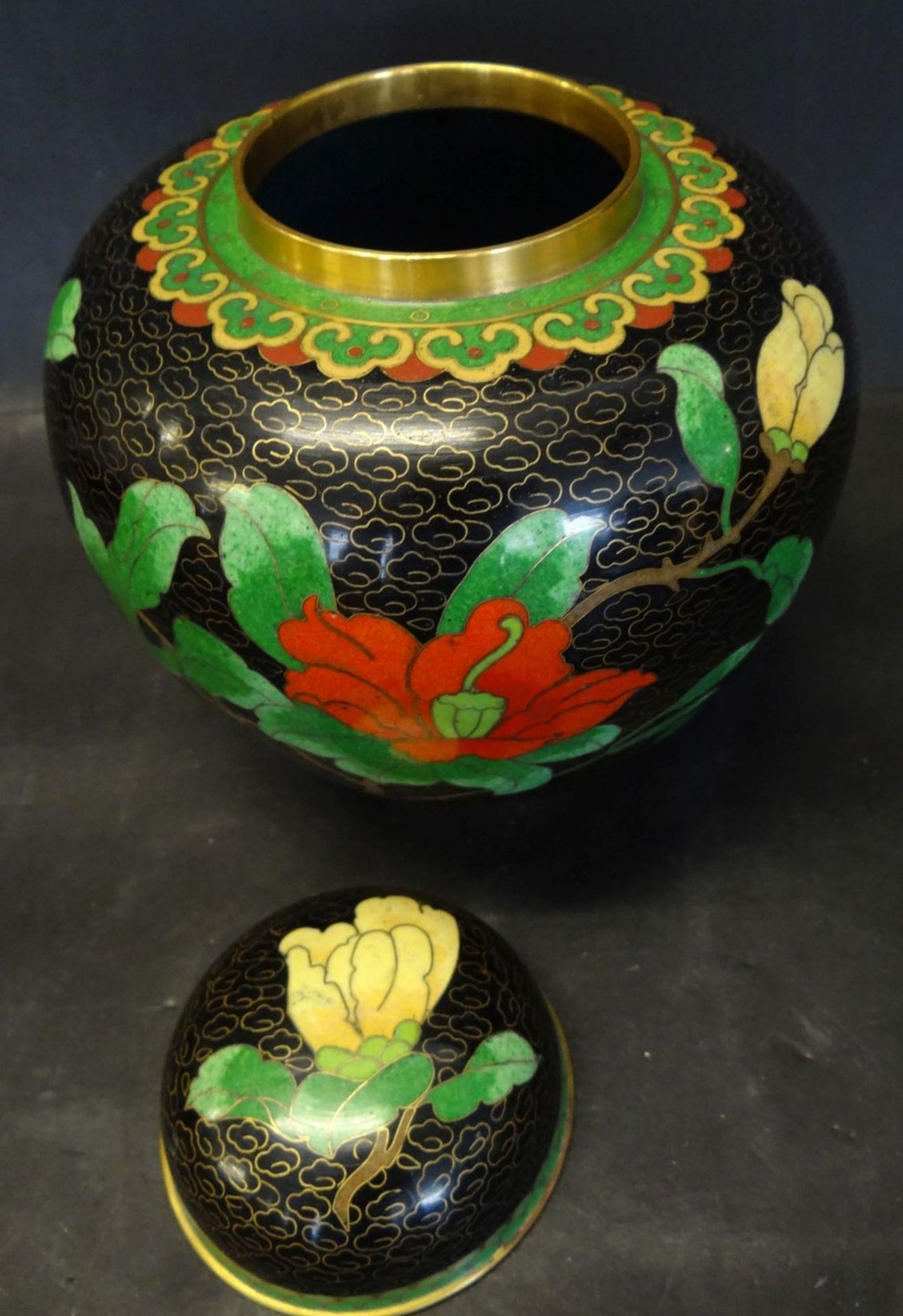 Cloisonne Teedose, H-15 cm - Bild 4 aus 5