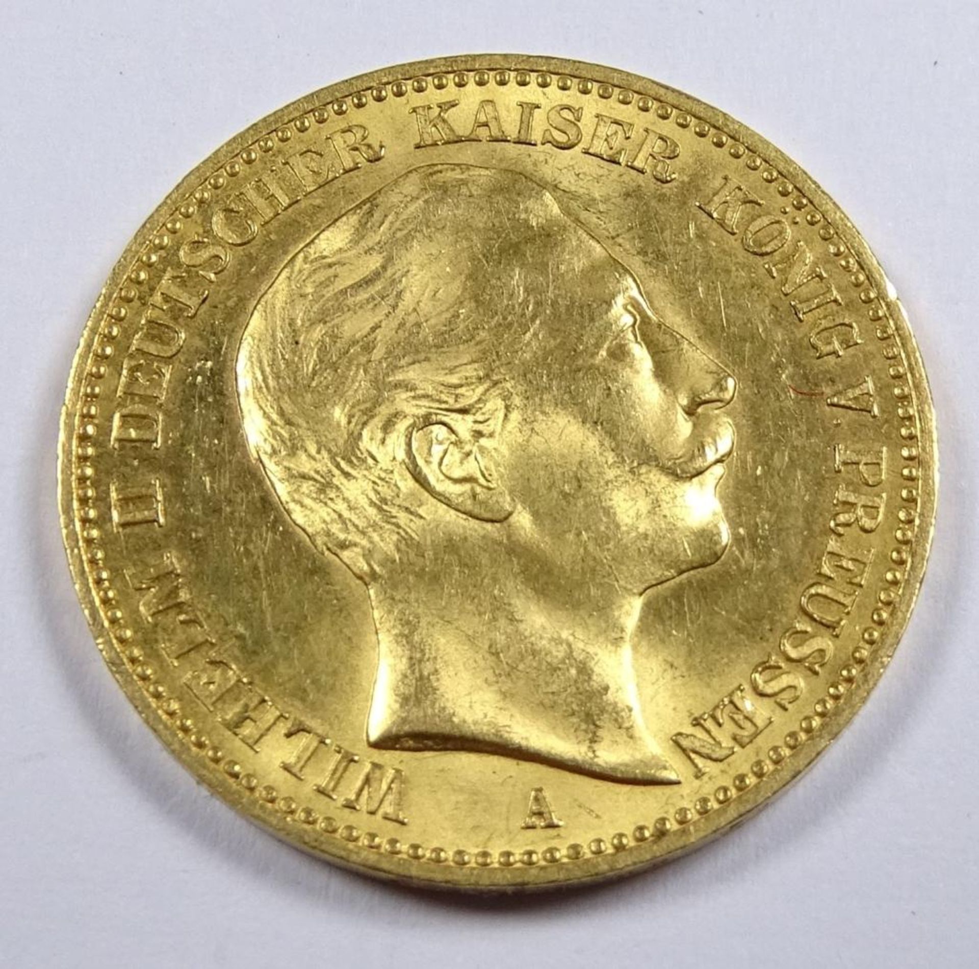 Goldmünze, 20 Mark 1902 A, Deutsches Reich, König v. Preussen, d-22mm, 7,94g - Bild 2 aus 2