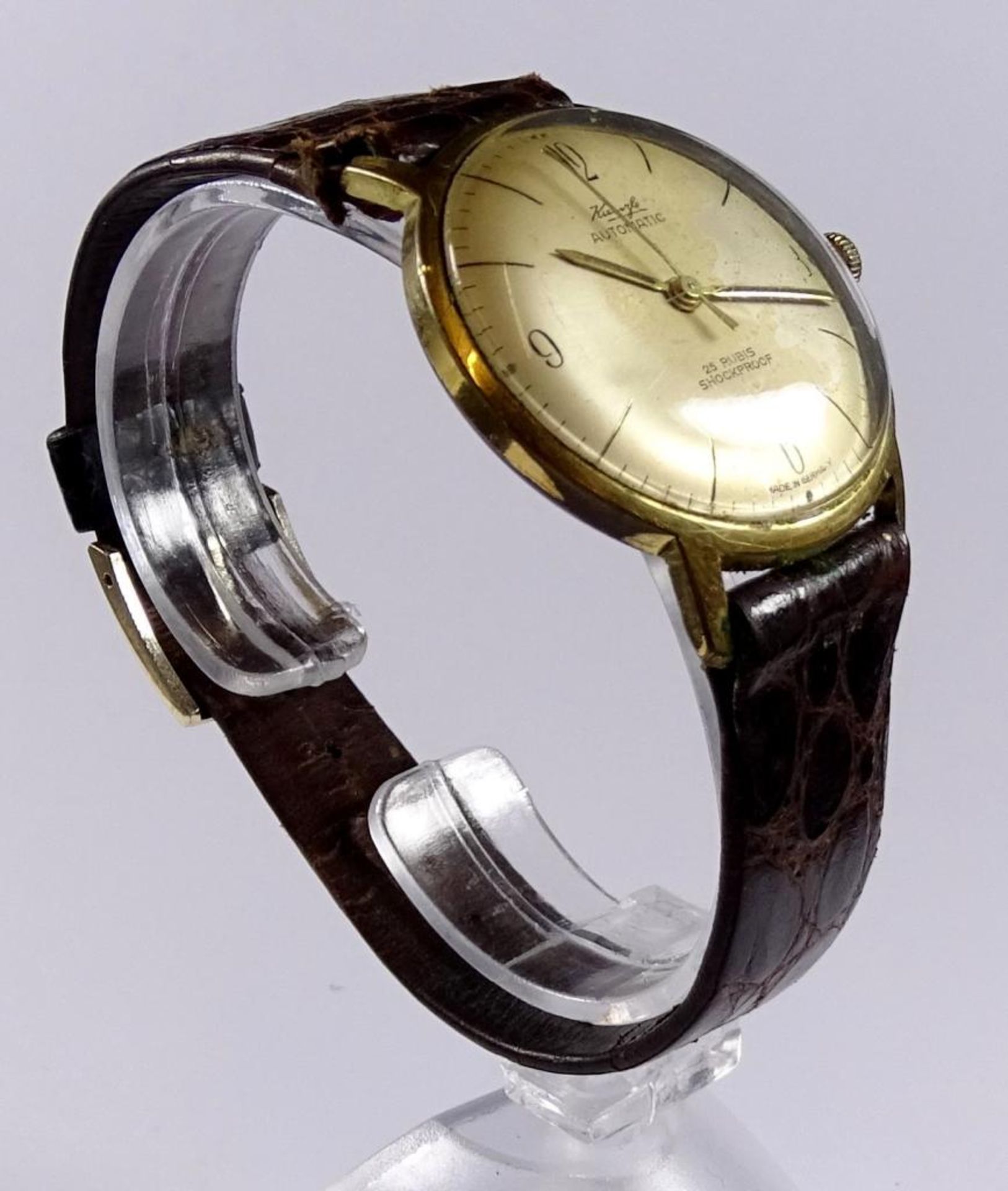 Herrenarmbanduhr "Kienzle",automatik,Werk läuft,d-3,4cm,Alters-u. Gebrauchsspuren,Tragespure - Bild 3 aus 5