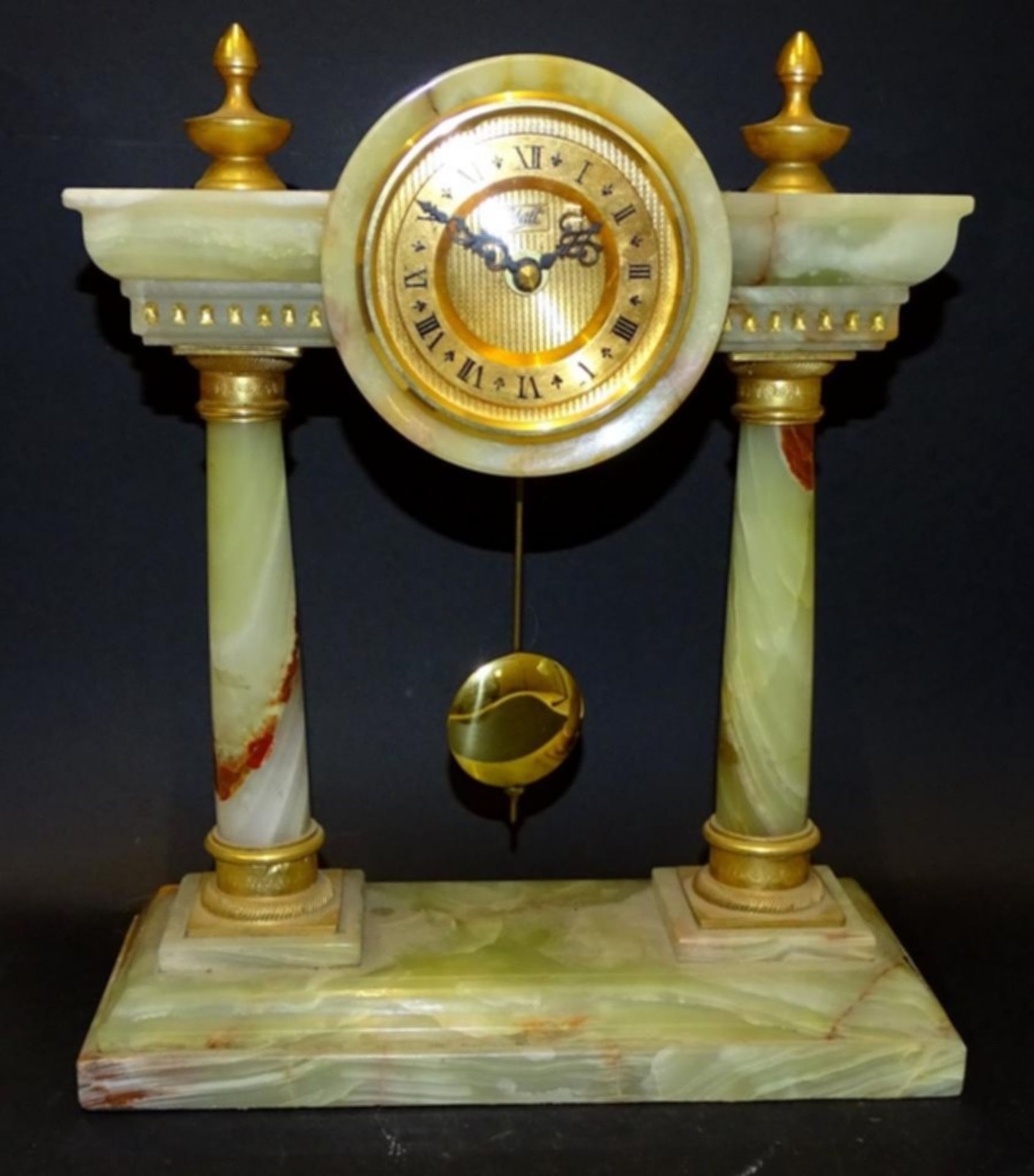 Portal-Uhr "Walt", Onyxgehäuse, H-32 cm, B-26 cm, Funktion nicht geprü - Bild 2 aus 5