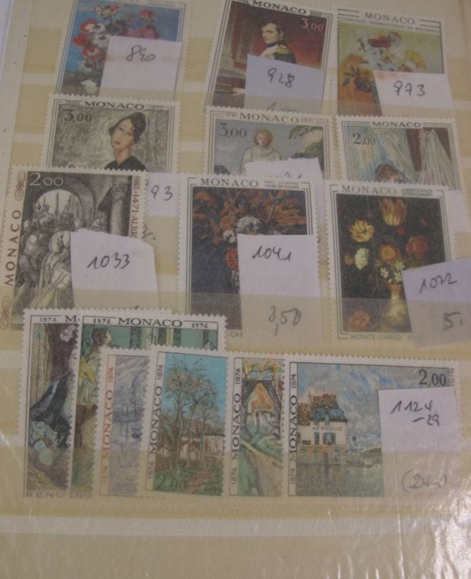 kl. Album mit div. Gemäldemarken, Frankreich u. Monaco, postfrisch. - Bild 4 aus 4