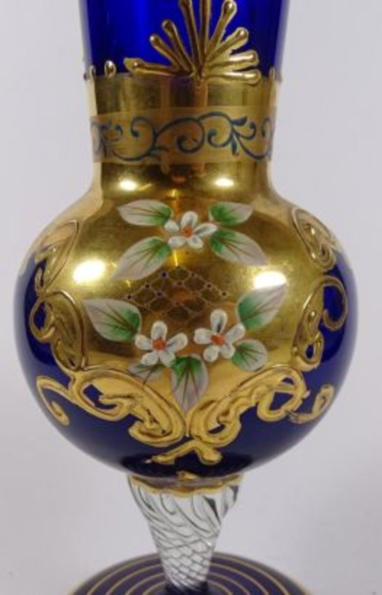 Vase auf Strand, blau mit Gold und Emaille, Etikett "Made in Japan", H-24 cm - Bild 2 aus 5