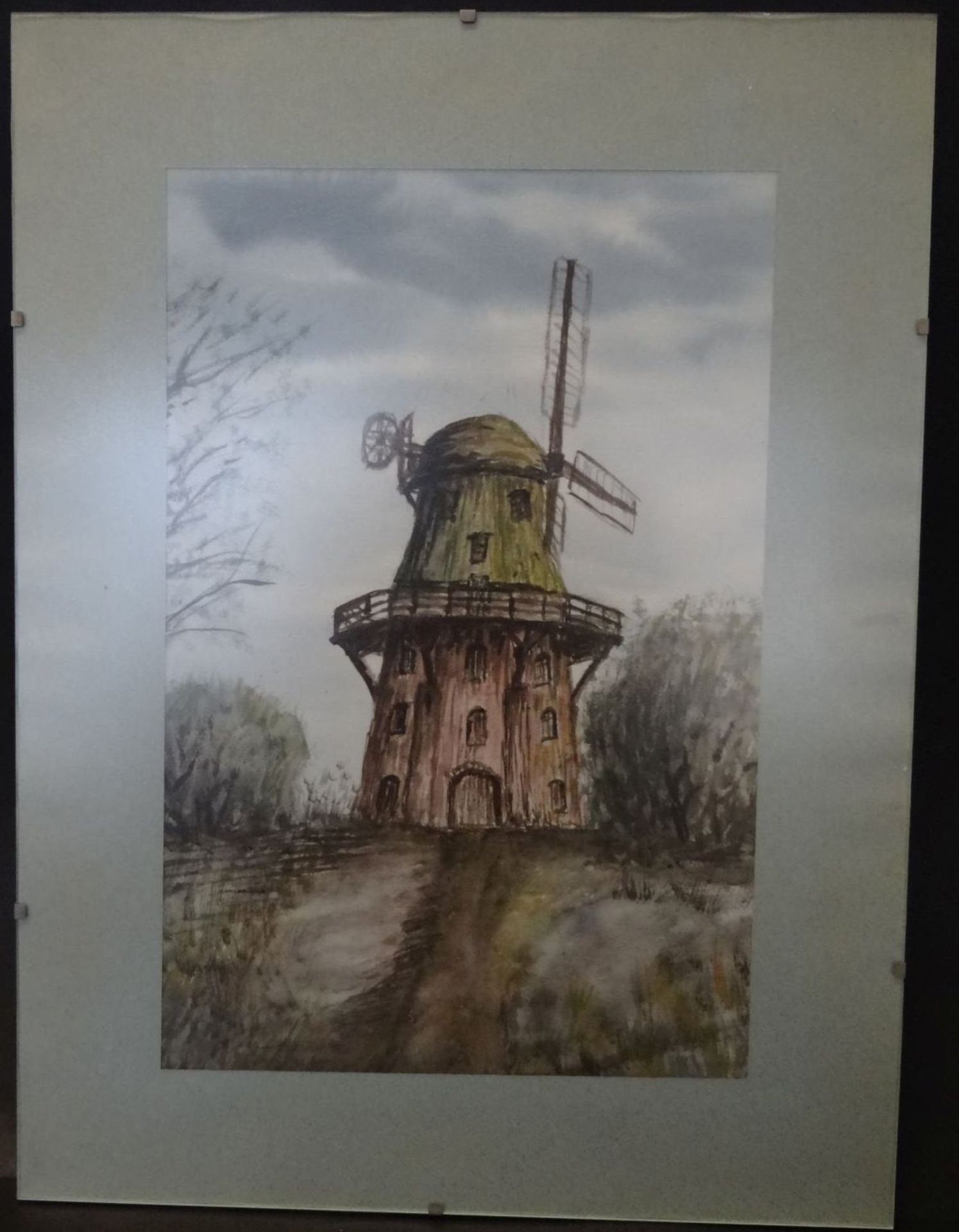 Schlee "Windmühle" Aquarell, gerahmt, RG 40x30 c - Bild 2 aus 3