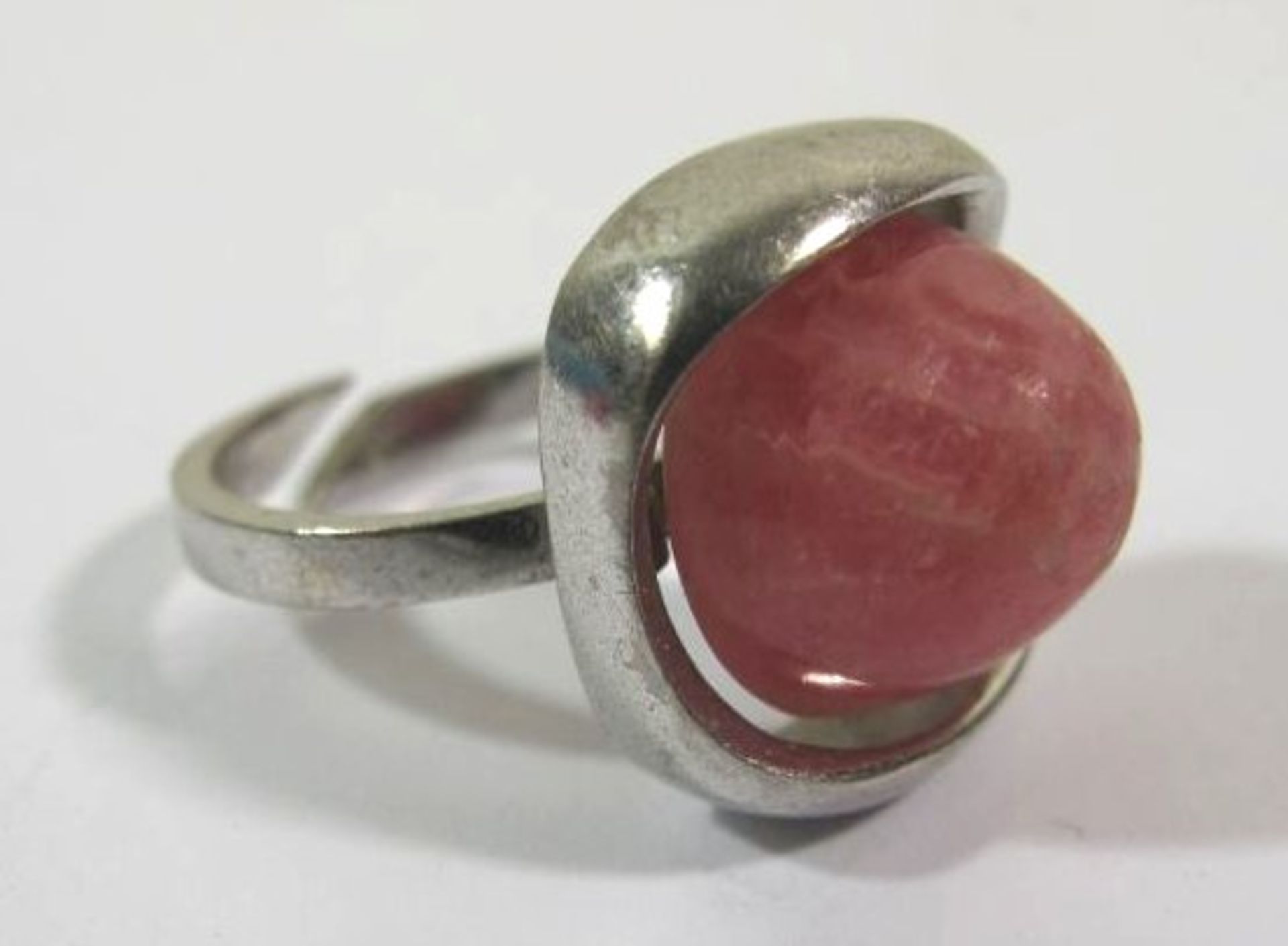 835er Silber-Ring mit Rosenquartz, 7,7g, offene Schiene.